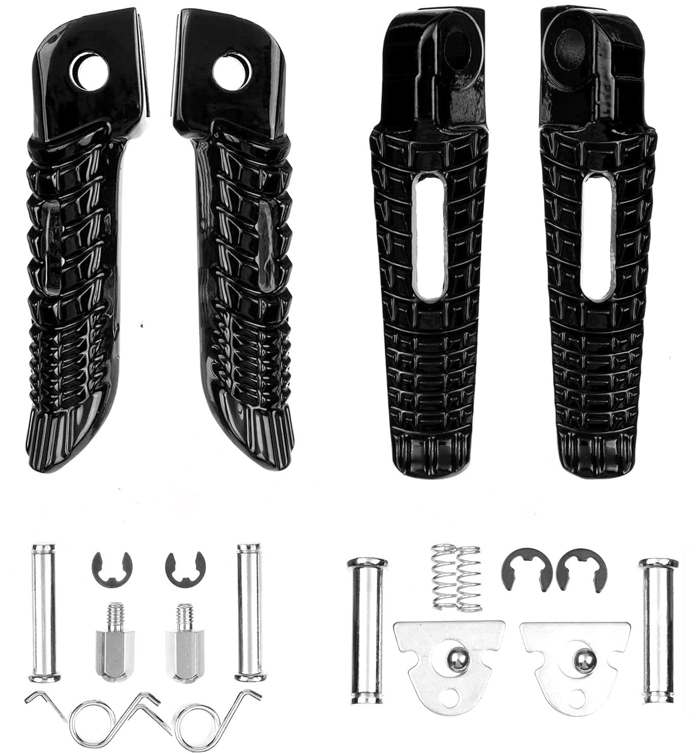 Vpzmt Motorcycle Front Rear Foot Pegs Footrests Fits For Suzuki Gsxr Gsx-R 600/Gsxr750/Gsxr1000 2005-2020 ((Front+Rear)-Black)