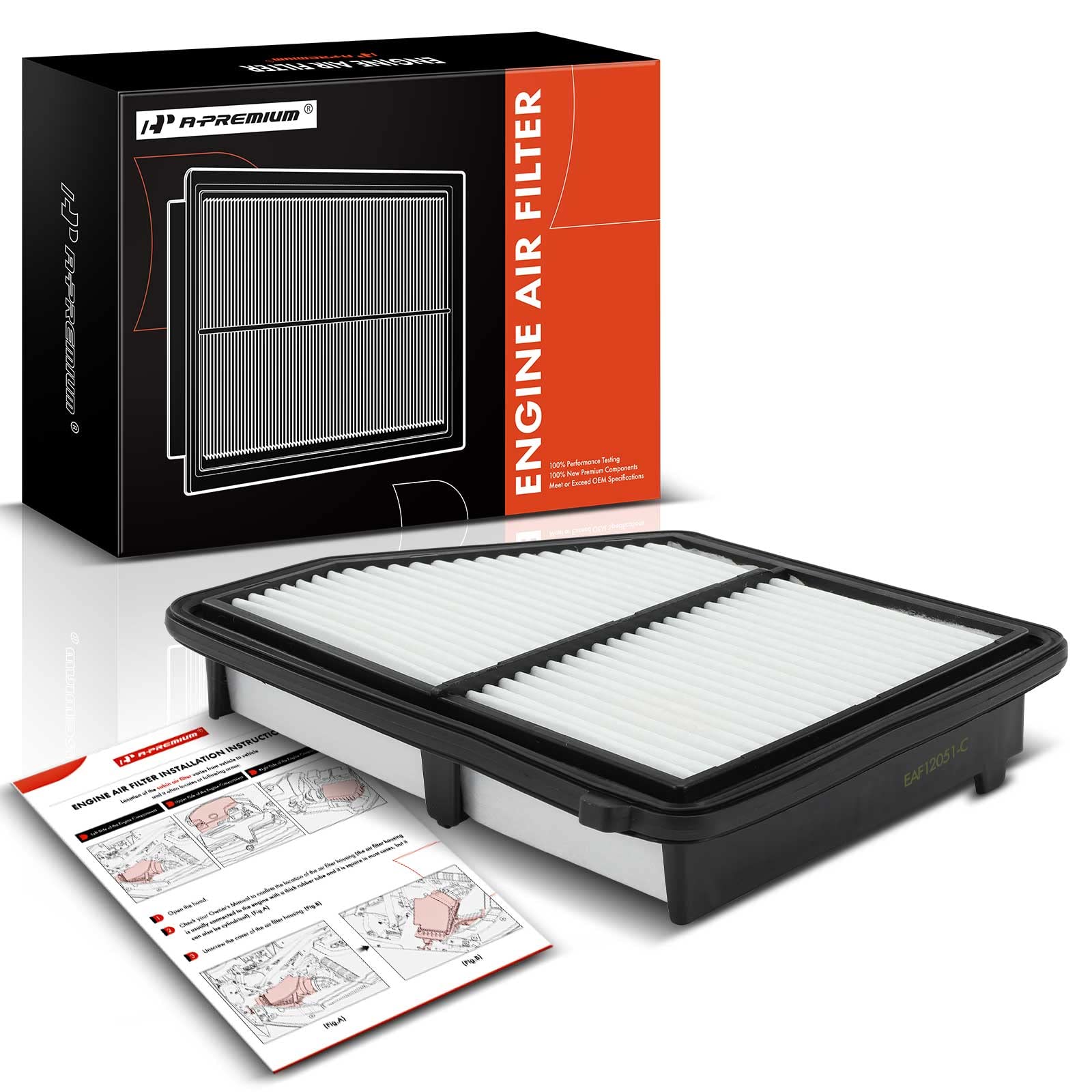 A-Premium Engine Air Filter for Honda Civic (2016-2023) & HR-V (2023) - L4 2.0L Naturally Aspirated - Replaces 17220-