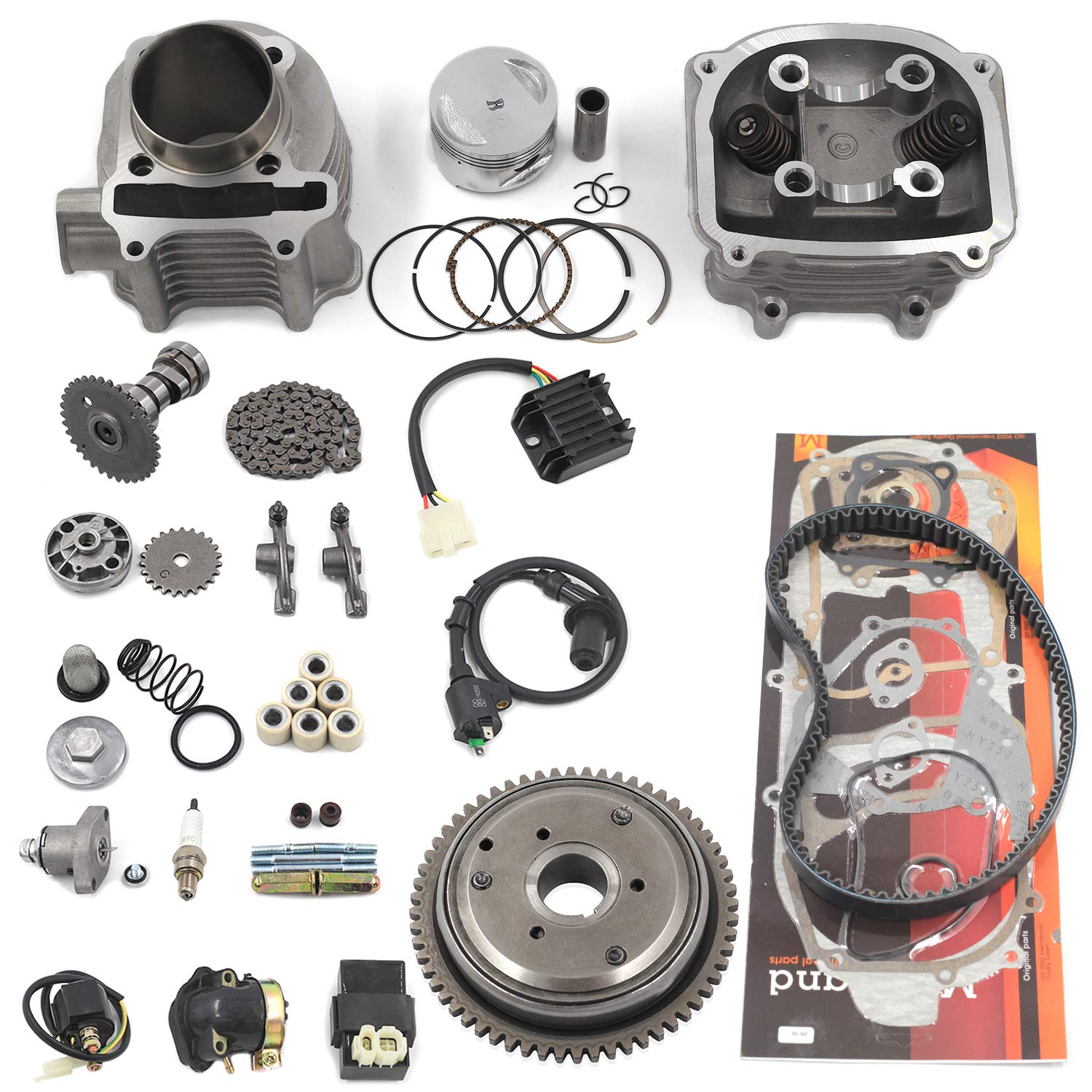Complete Gy6 Cylinder Head Rebuild Kits With Valves, Trkimal 57.4Mm 150Cc Big Bore Upgrade Kits For 4 Stroke 157Qmj Engines Chinese Scooter Moped Parts, Gy6 Engine Parts Sunl Roketa Peace