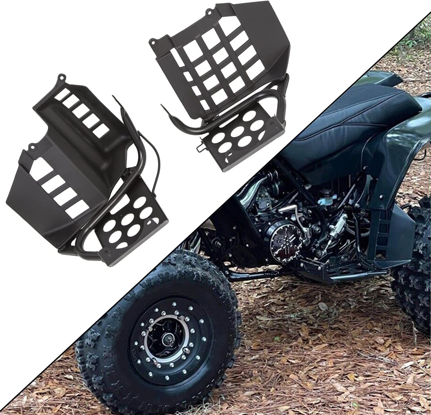 Ecotric Nerf Bars Heel Guards Compatible With 1990-2006 Yamaha Banshee Footrest Stand Black -You May Get Multiple Packages