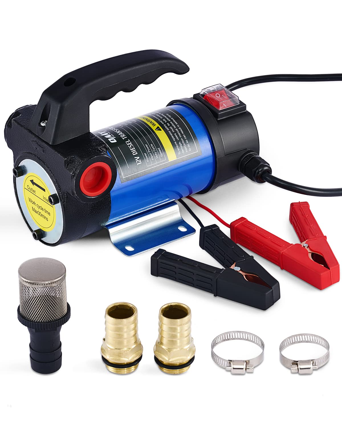 Orion Motor Tech Diesel Transfer Pump, 12 Volt Fuel Transfer Pump Dc 10Gpm Diesel Pump For Transferring Diesel, Kerosene, Machine, Transformer Oil, Electric Diesel Fuel Transfer Pump Kit