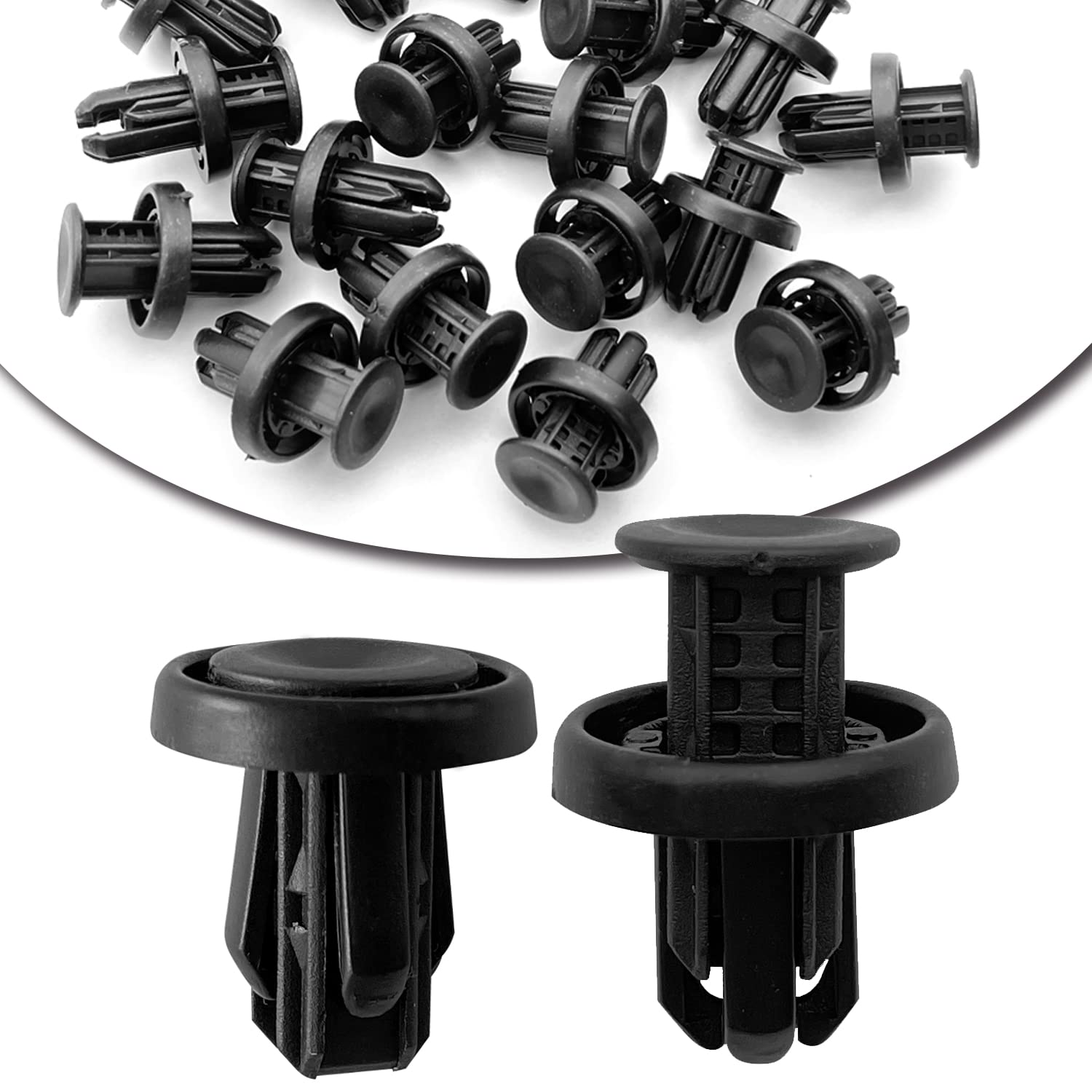 20Pcs Fastener Rivet, Rear Front Bumper Cover Fender Grille Under Cover Push-Type Retainer Clip Compatible With Honda Acura Civic 91505-Tm8-003, Black