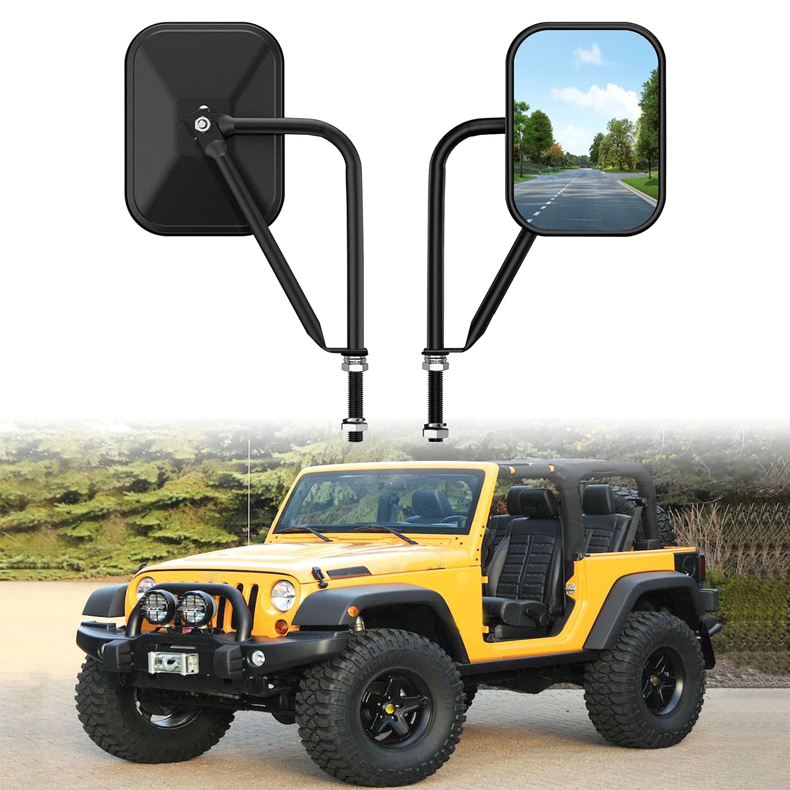 Door Off Mirror Compatible With Jeep Wrangler Jk Jl & Unlimited, Wider View Easy-Install Door Hinge Side Mirrors For Wrangler Jk Jl Unlimited