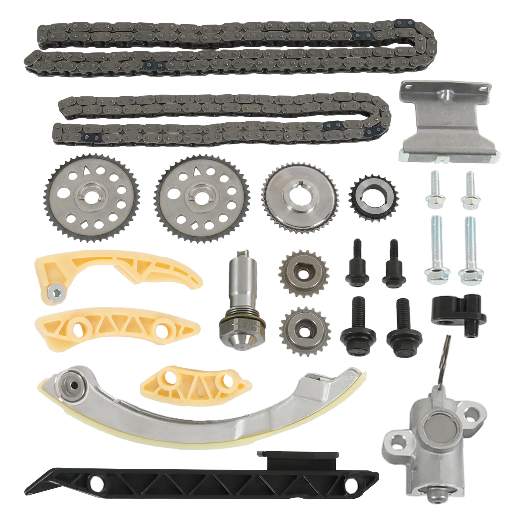 Engine Timing Chain Kit W/Balance Shaft Set Tensioner Rail Guide Crank Replacement For Buick Lacrosse Regal Verano G5 G6 Solstice Aura Ion Vue 2.0L 2.2L 2.4L Replace 94201S 12680750 Timing Chain Kit