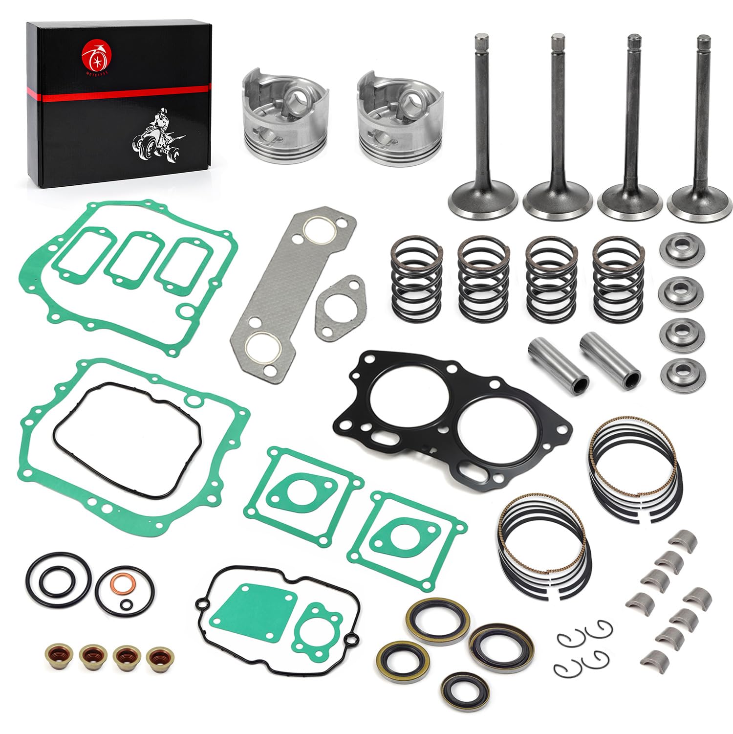 Top End Kit Std Piston & Ring + Gasket Seal + Exhaust Valve + Intake Valve Spring Rebuild Kit For Ezgo Fuji Robin 295Cc Golf Cart Eh29C 4 Cycle Mci Engine 1991-2002