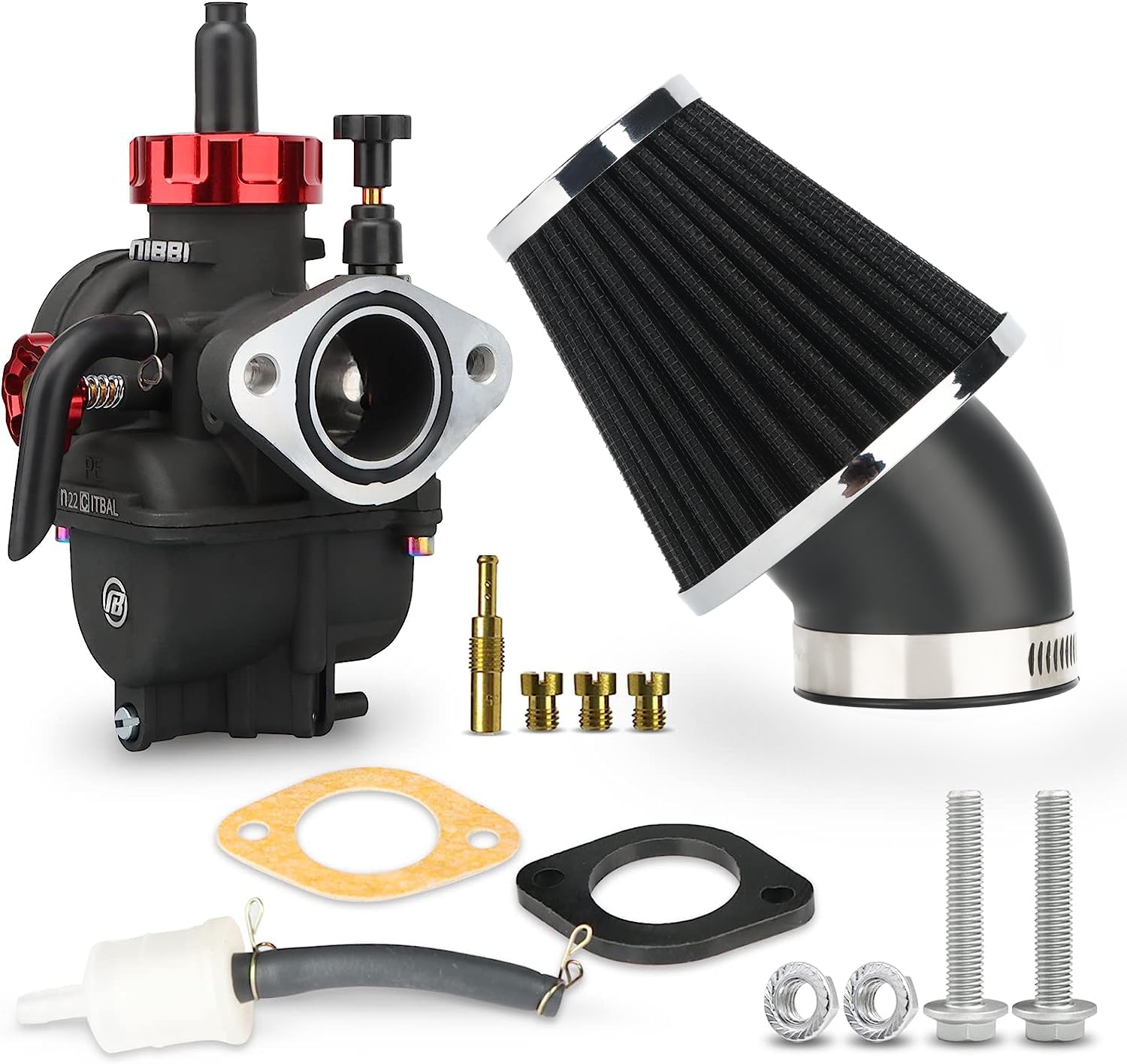 NIBBI PE22 22mm Carburetor Kit with Jets for 110cc 125cc Dirt Bike Pit Bike Apollo TaoTao Lifan Kayo SSR