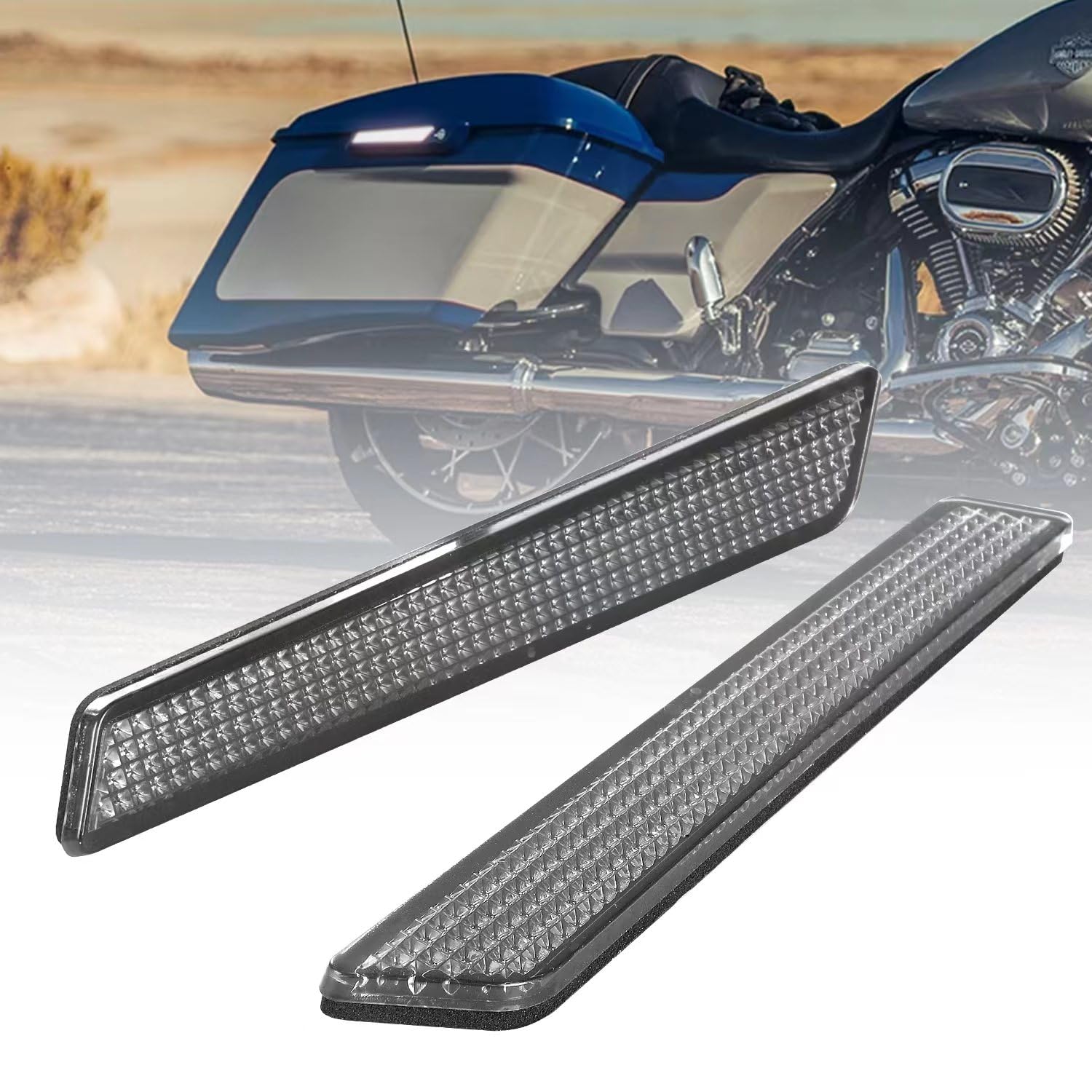 Ailmoto Saddle Bag Reflector Inserts, Black Reflectors Compatble For Harley Davidson 2014-2024 Street Glide Electra Glide Road Glide Road King Ultra Limited