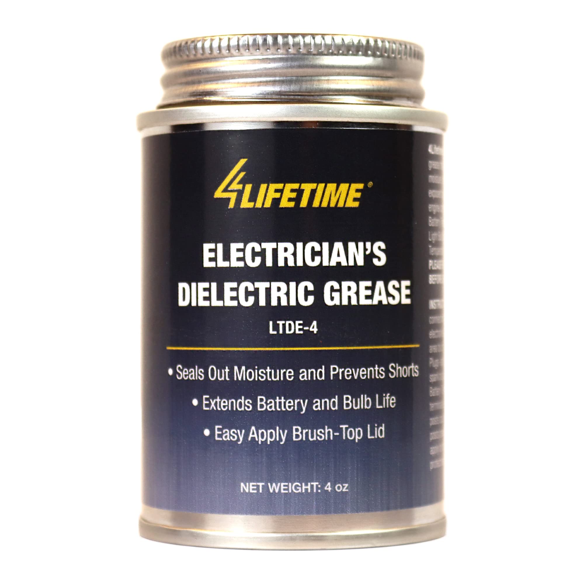 Dielectric Silicone Grease - Waterproof And Non-Conductive Lubricant For Electrical And Automotive Applications - 4Oz Brush Top Can, Versitle Silicone Lubricant, Protection For Electrical Components