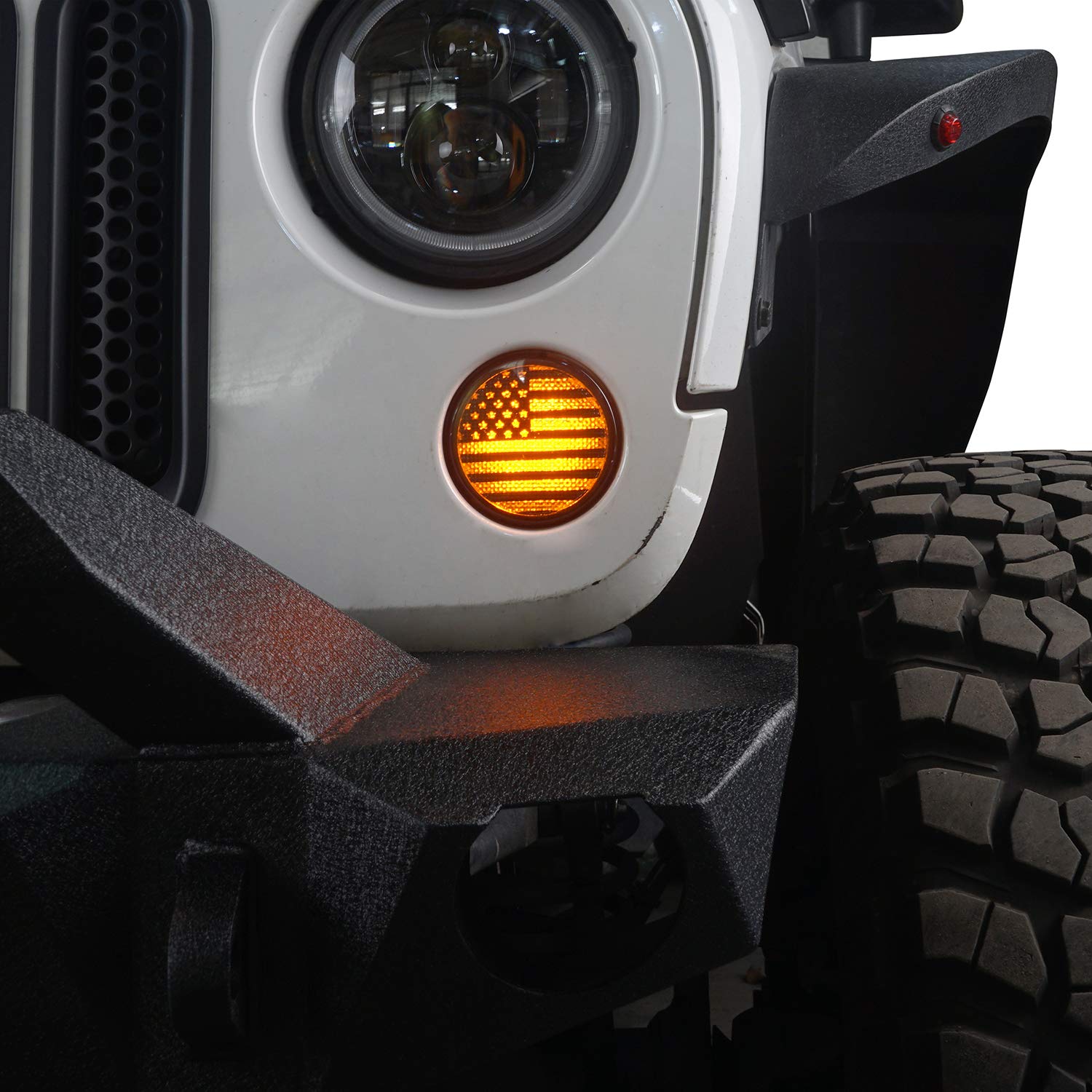 Hooke Road Jk Smoked Turn Signal Light Amber Led Indicator Blinkers Compatible With Jeep Jk Wrangler & Unlimited 2007-2018
