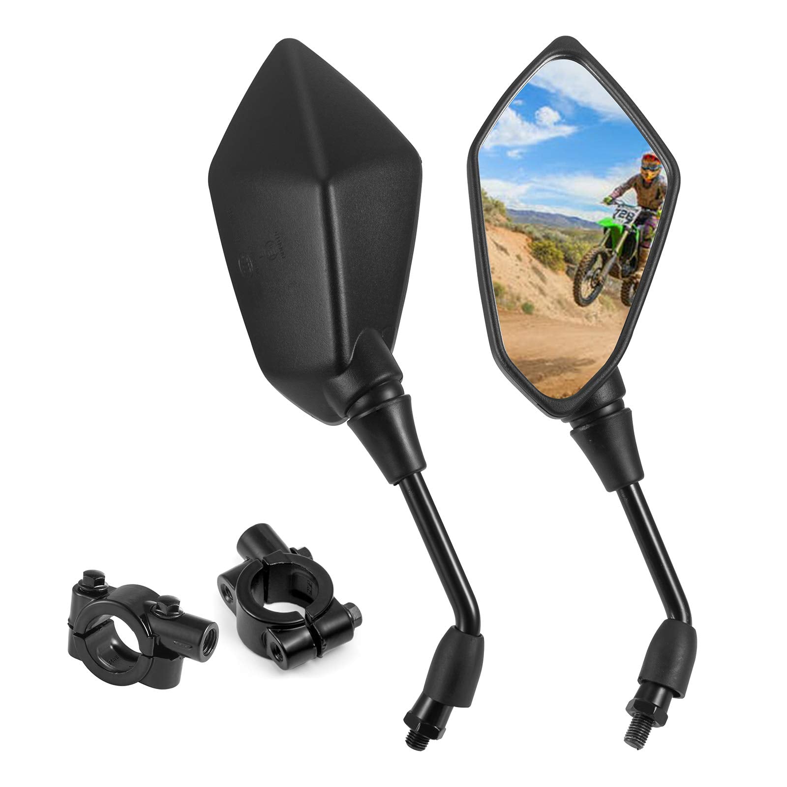 Xyzctem Diamond Carbon Fiber Be Suitable All Motors And Dirt Bike Atv Rear View Mirrors Handle Bar Mount Clamp-Harley Davidson To Honda, Suzuki To Kawasaki, Yamaha And More