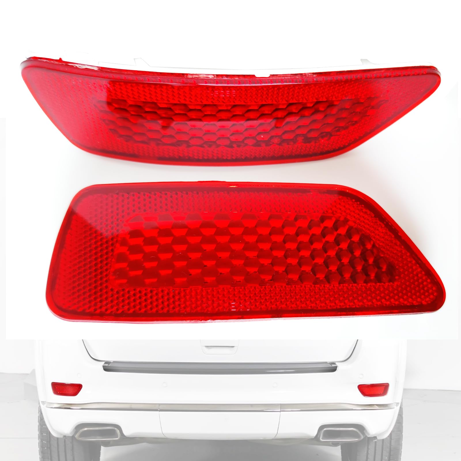 Wgohui 57010720Ac, 57010721Ac Left & Right Rear Bumper Trim Reflectors Compatible With Jeep Grand Cherokee 2011-2021, Jeep Compass 2011-2017, Dodge Journey 2011-2020 With Fascia, Red Lens
