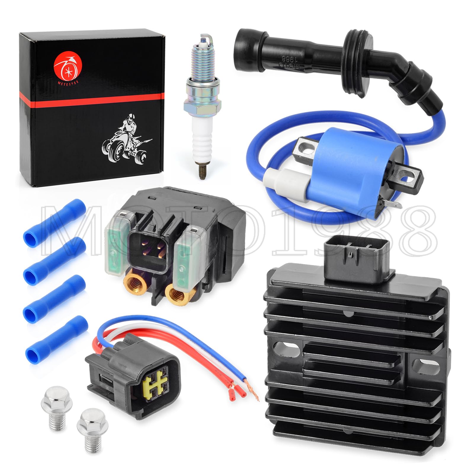 Ignition Coil Pack & Voltage Regulator Rectifier Starter Relay Spark Plugs For Yamaha Yxr660F Rhino 660 2004-2007