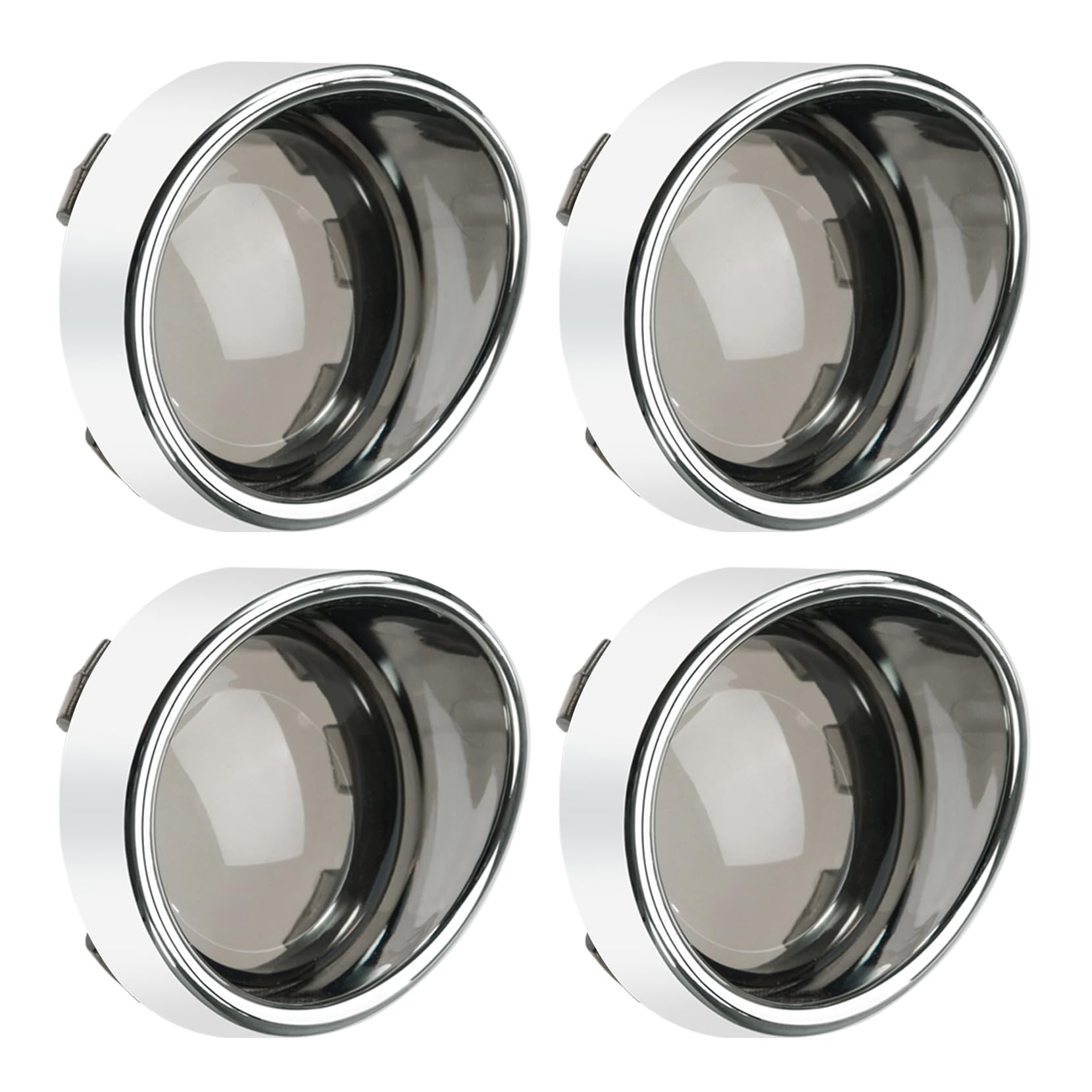 Pbymt Smoke Turn Signal Lens Cover 2' Bullet Visor-Style Chrome Bezels Compatible For Harley Touring Dyna Street Glide Road King Road Glide Softail Sportster Custom Cruiser 2000-2024 (4Pcs)