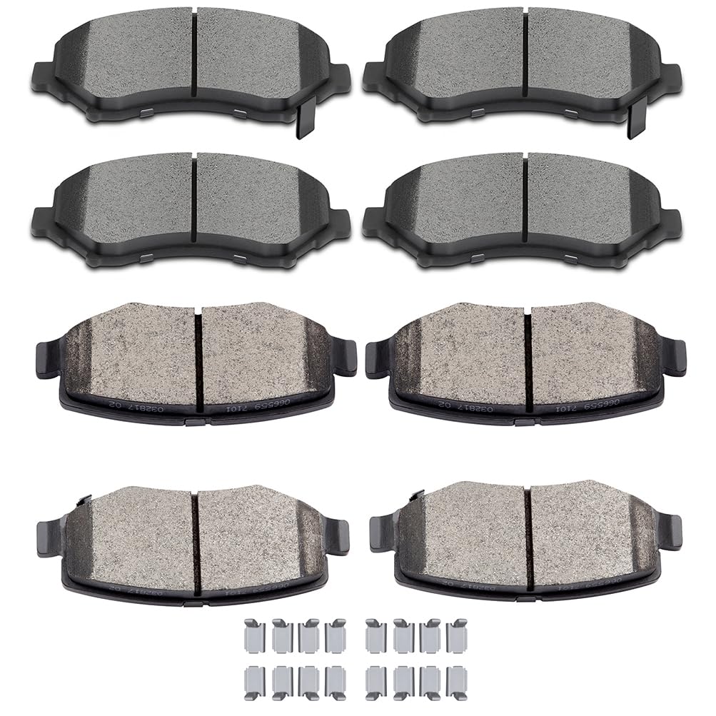 Scitoo Ceramic Brake Pads, 8Pcs Front Rear Brake Pads Brakes Kits Fit For 2007-2011 For Dodge Nitro,2008-2012 For Jeep Liberty,2007-2017 For Jeep Wrangler,2018 For Jeep Wrangler Jk