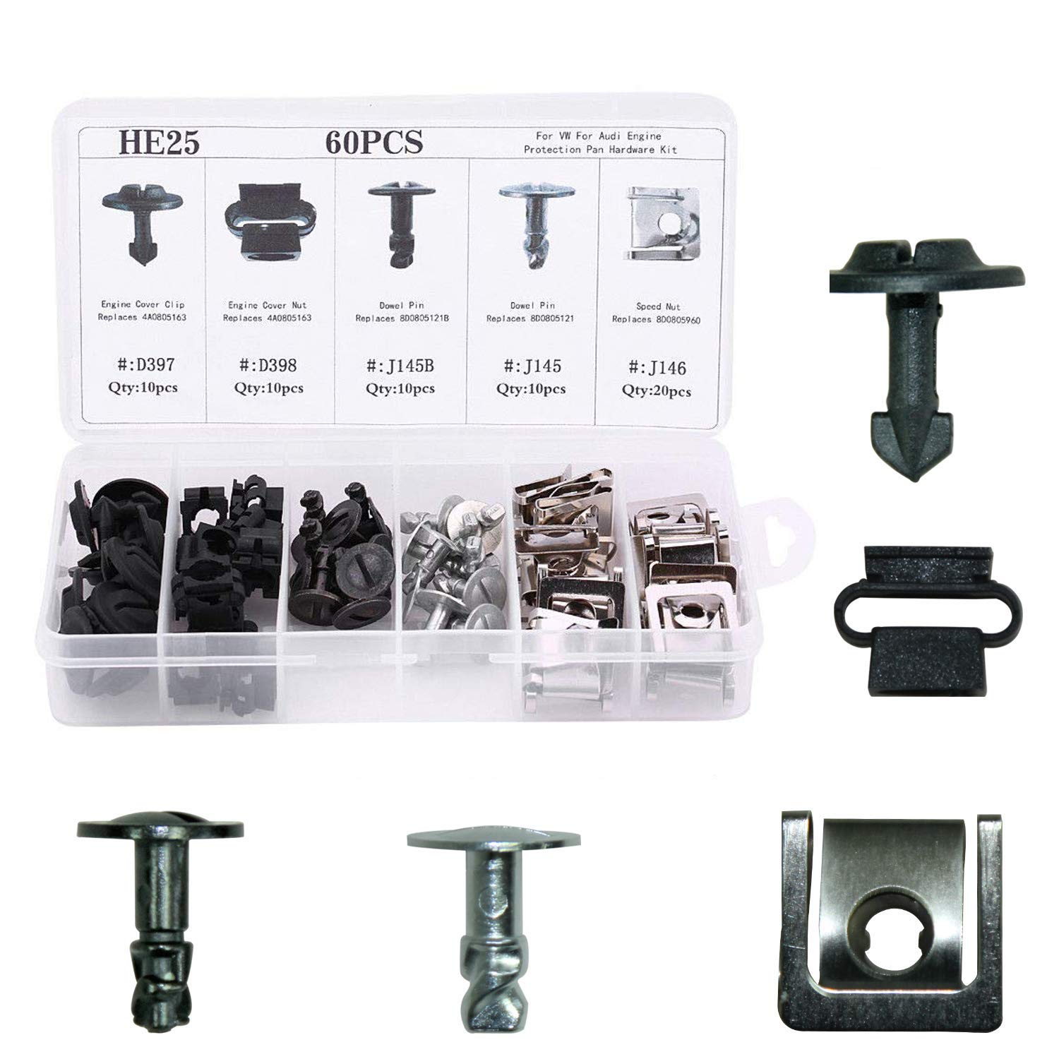 Ants Part 60Pcs Engine Undertray Cover Clips Bottom Metal Screw Bolt Kit For Audi Vw