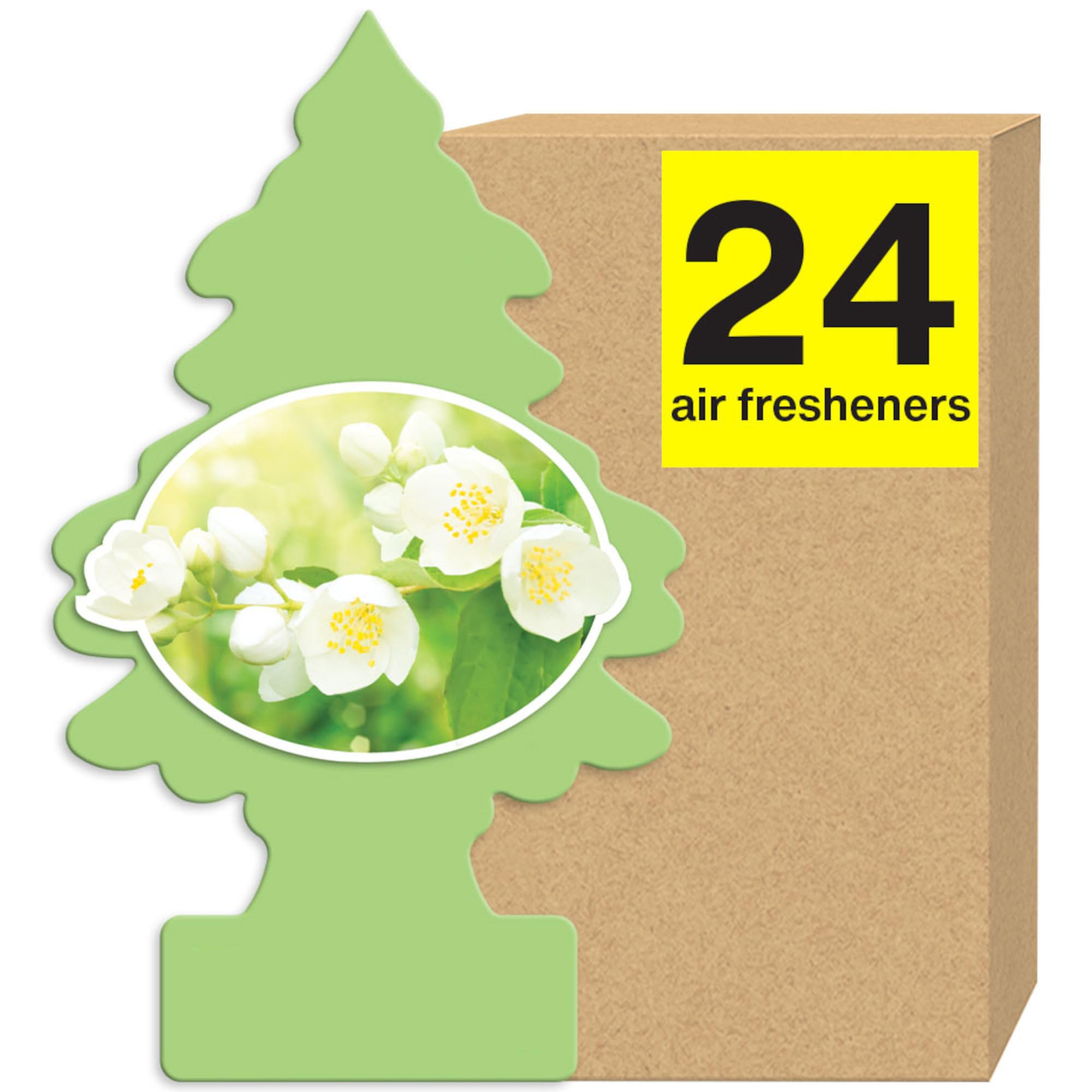 Little Trees Air Fresheners Car Air Freshener. Hanging Tree Provides Long Lasting Scent For Auto Or Home. Jasmin, 24 Air Fresheners