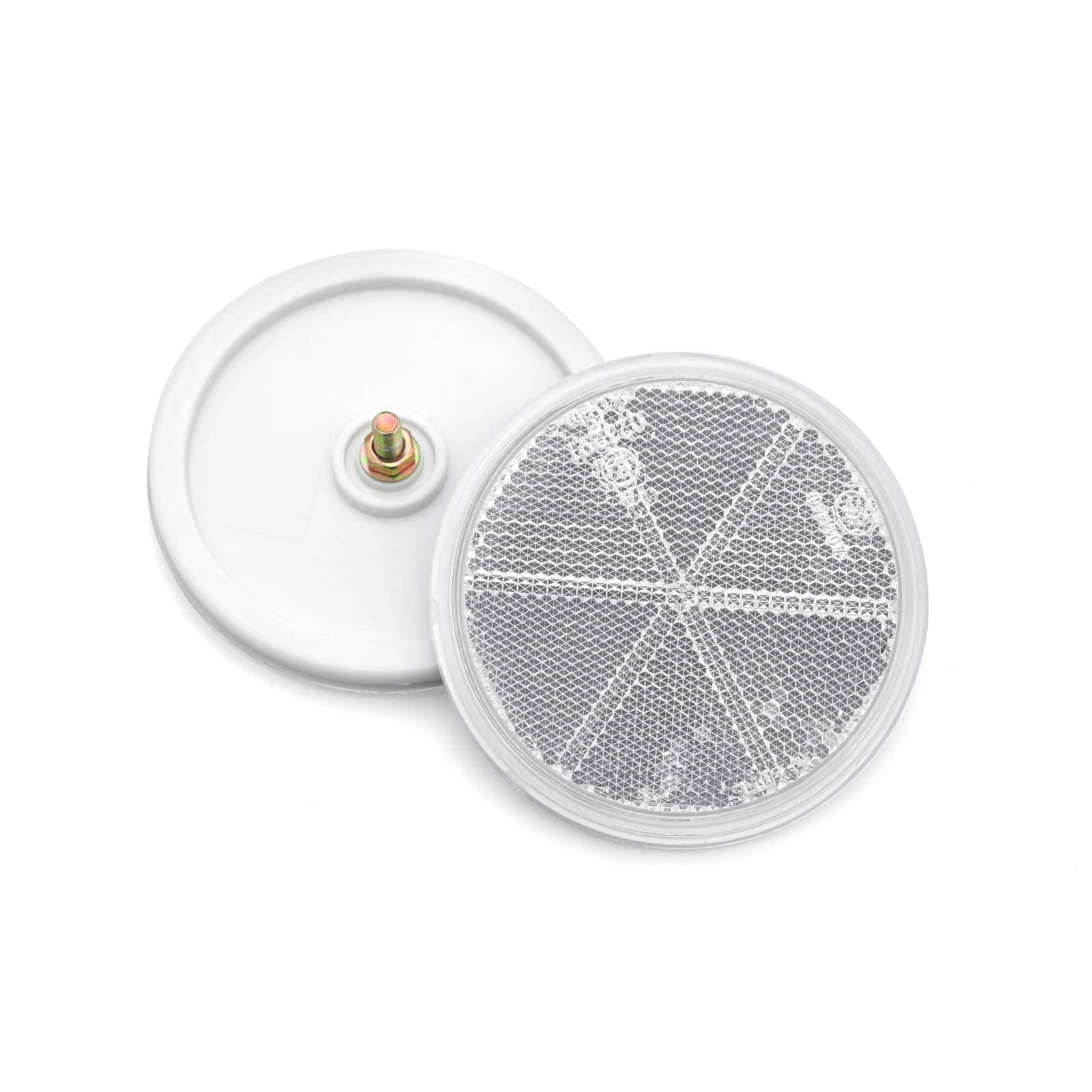 Mfc Pro 2Pcs 3.14 Inch Round Warning Reflectors For Car Truck Bike Boat Dock Trailer Van Lorry Bus Caravan (White, 80Mm / Screw Mount)
