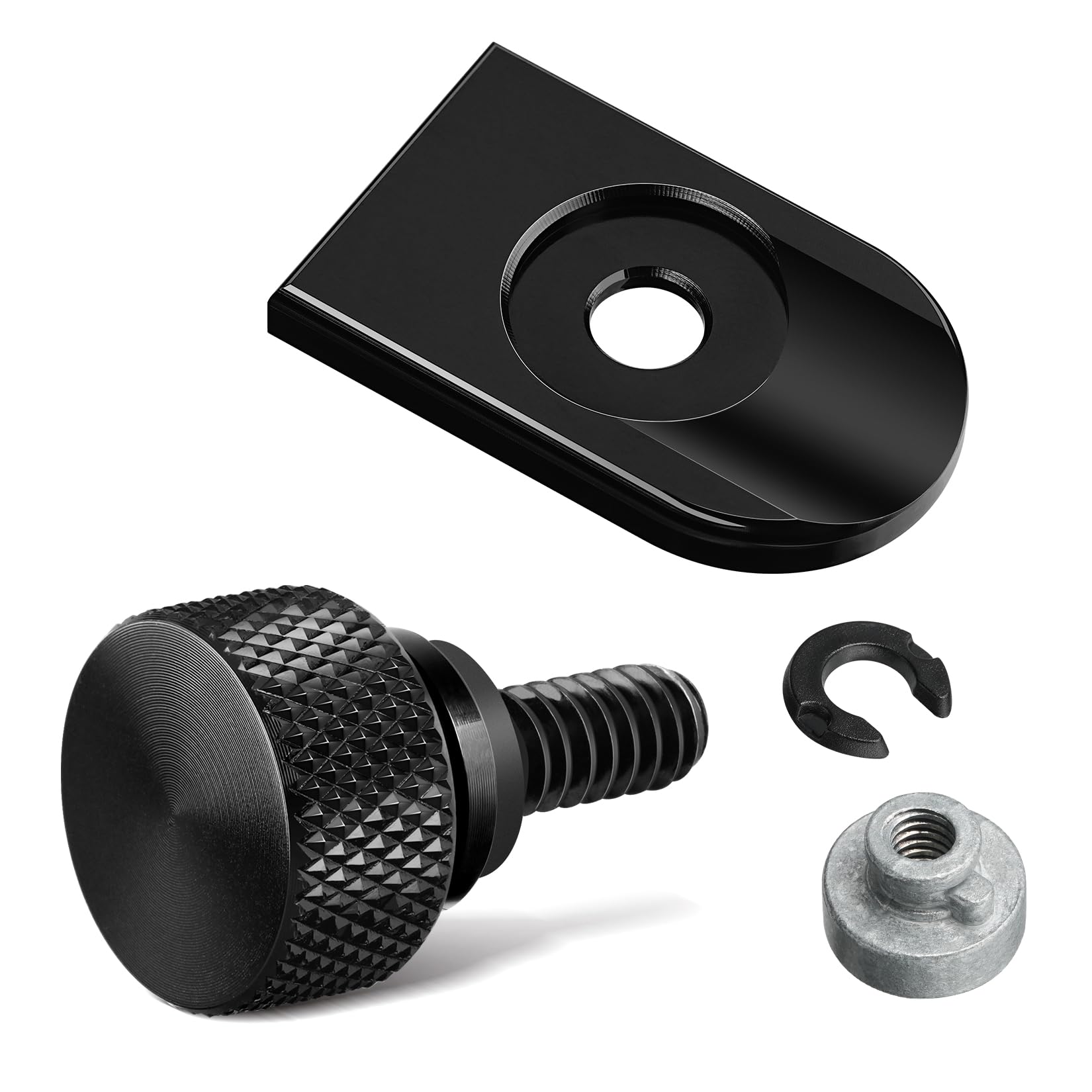 Amazicha Black Aluminum Fender Rear Seat Bolt Nut Tab Mount Knob Cover 1/4'-20 Thread Seat Screws Kit Compatible For Harley Davidson Touring Softail Dyna Sportster 1996-2024