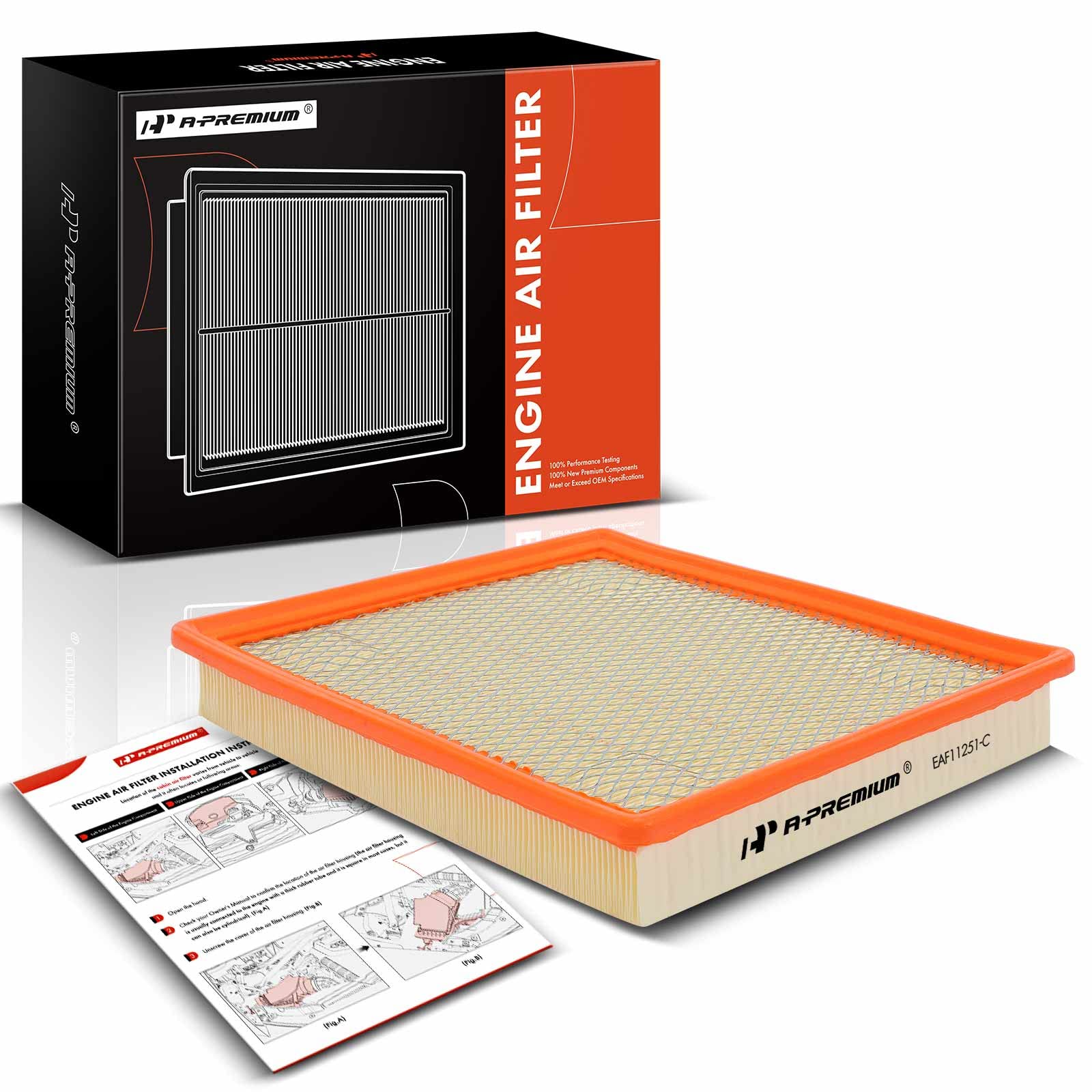 A-Premium Engine Air Filter Compatible With Buick Regal & Cadillac Xts & Chevrolet Impala, Malibu, Malibu Limited, 2013-2020, 2.0L 2.5L 3.6L, Flexible Panel, Replace# 22989313