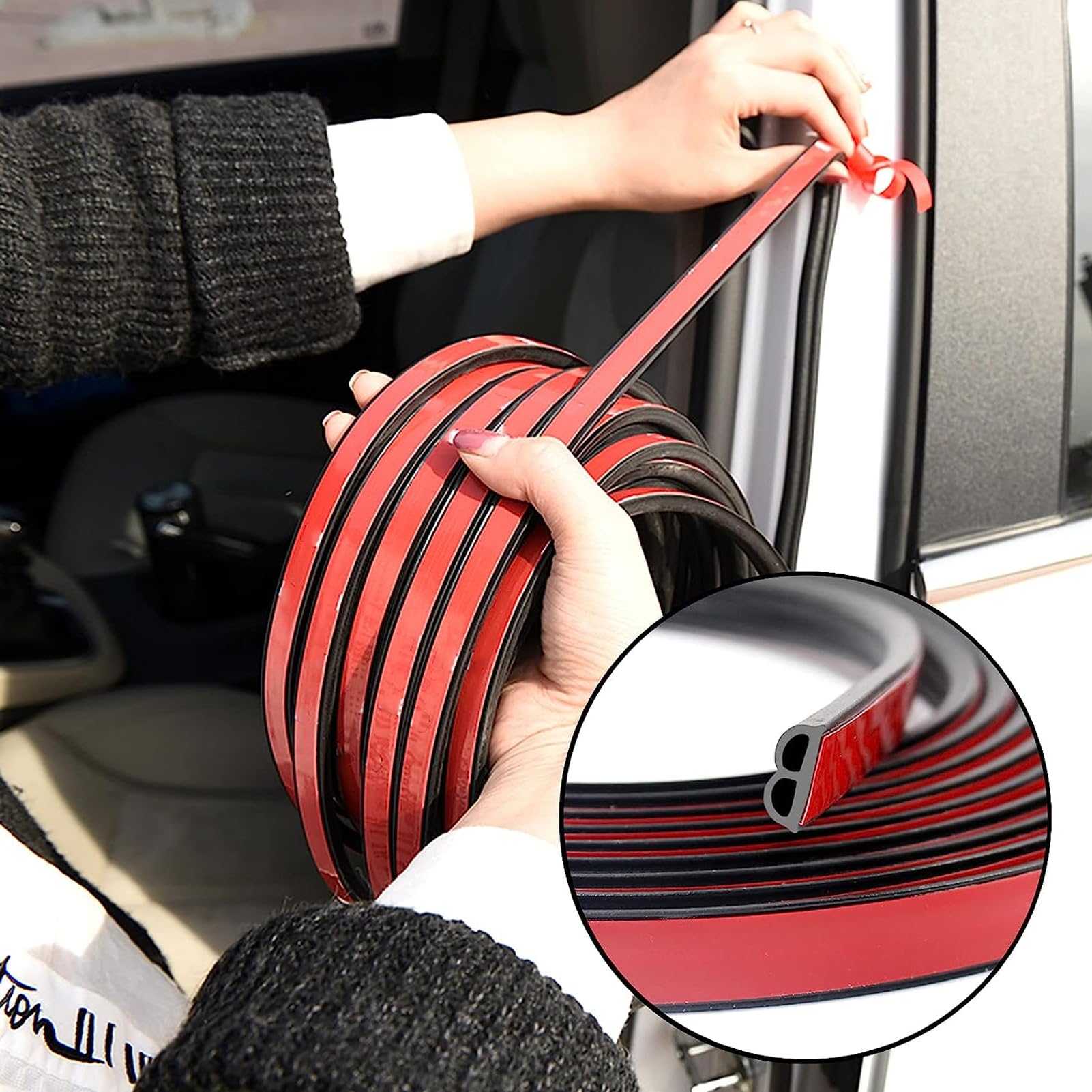 52.4Ft Car Door Seal Strip B Shape Automotive Weather Stripping Rubber Seals Soundproofing Weatherstrip For Car Window And Door, Trunk Edge, Engine Cover (2 Rolls Of 26.2Ft)