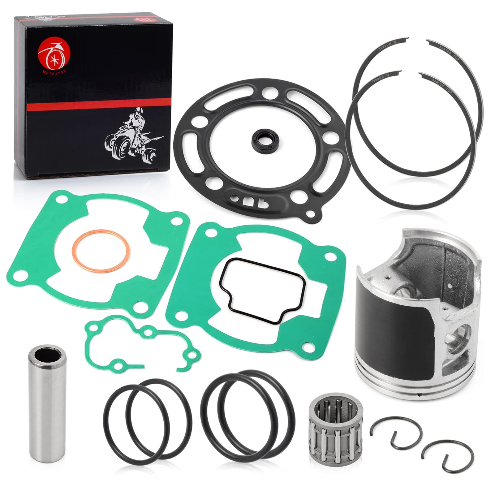 Top End Rebuild Kit Piston Bearing & Piston Ring Gasket For Kawasaki Kx100 1995-2013 Std Bore 52.5Mm