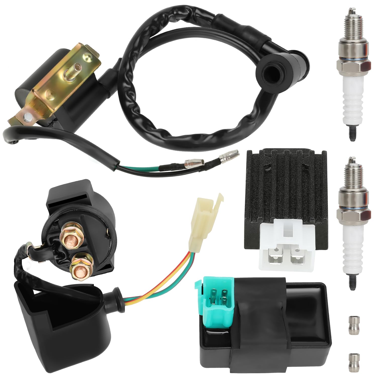 Grehua Ignition Coil Starter Solenoid Voltage Regulator Cdi Compatible With Tao Tao Coolster 125Cc 110Cc 90Cc Kazuma Baja Chinese Atv Quad 4 Wheeler Ssr Lifan Crf70 4 Stroke Go Kart Dirt Bike Parts
