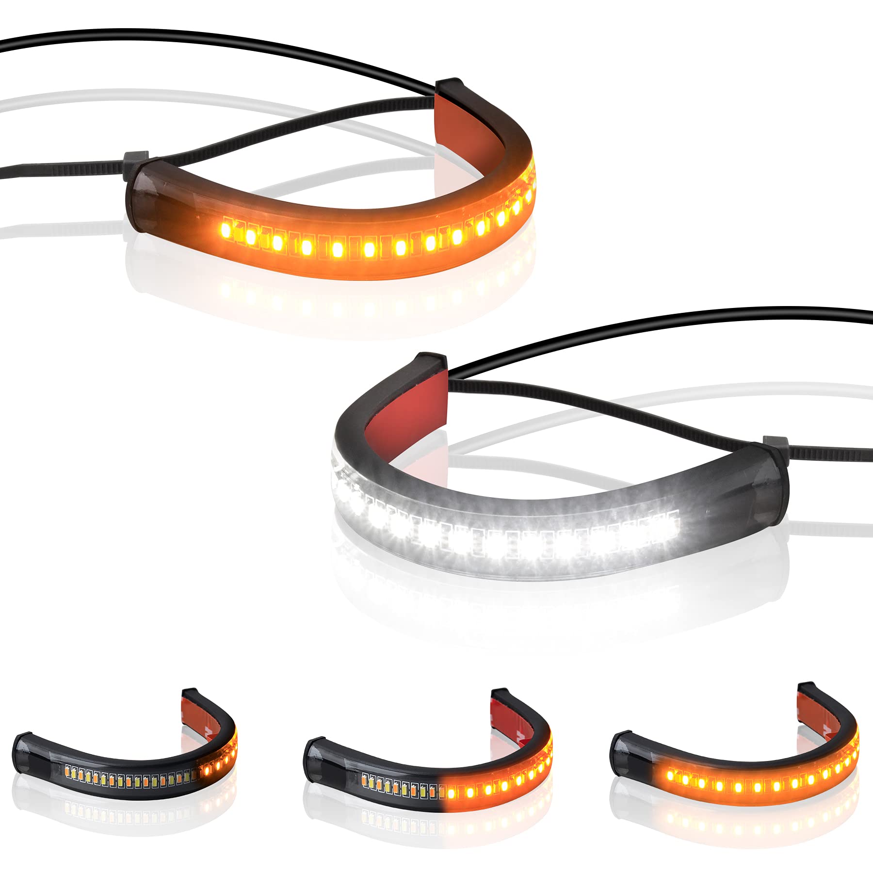 Quasco Motorcycle Turn Signals Strip, Flexible Universal 12V Led Blinkers Compatible With Harley Cafe Racer Dual Sport Dirt Bike