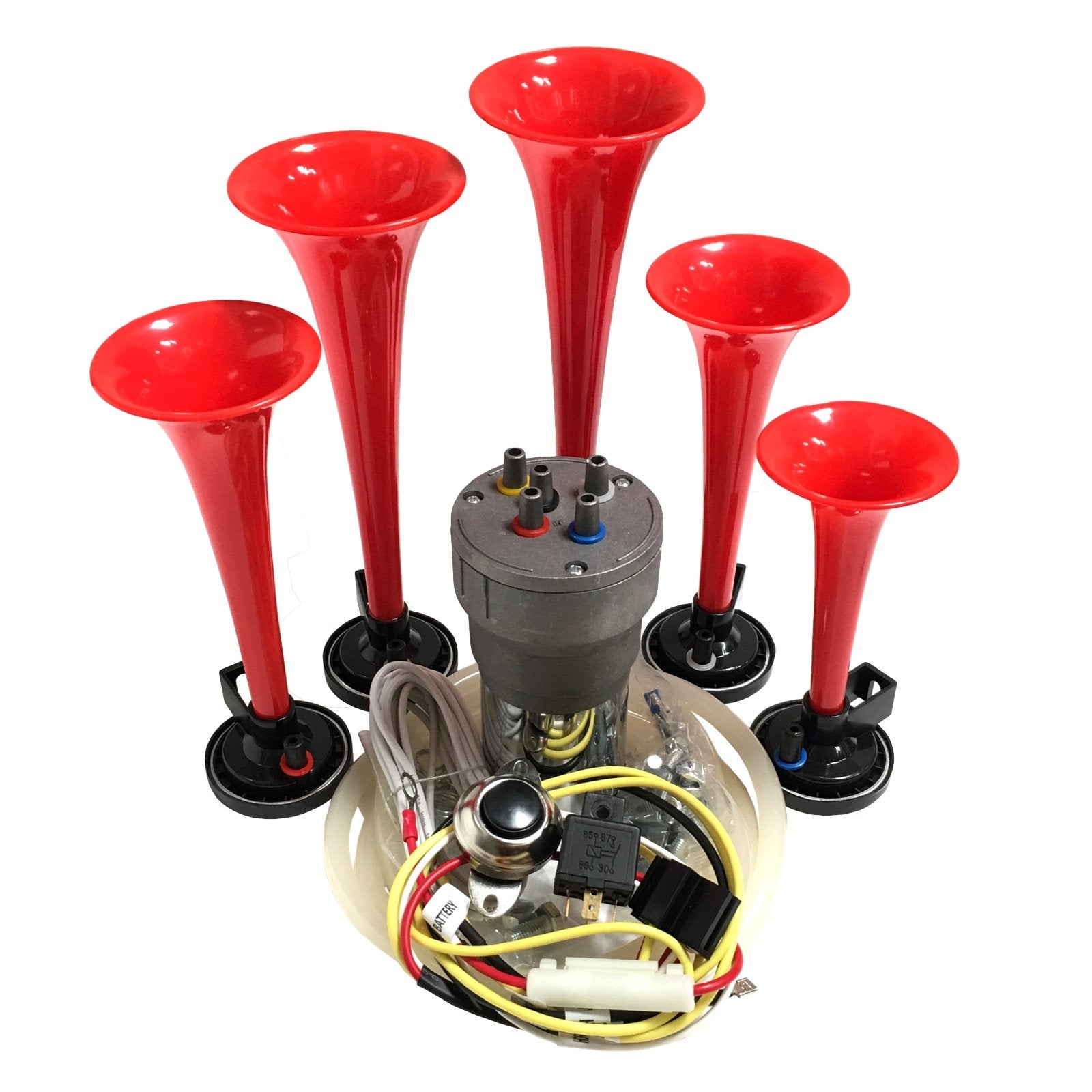 Oemlink International Ltd Dixie Air Horn Red - Dixieland Premium Full 12 Note Version With Installation Wire Kit And Button