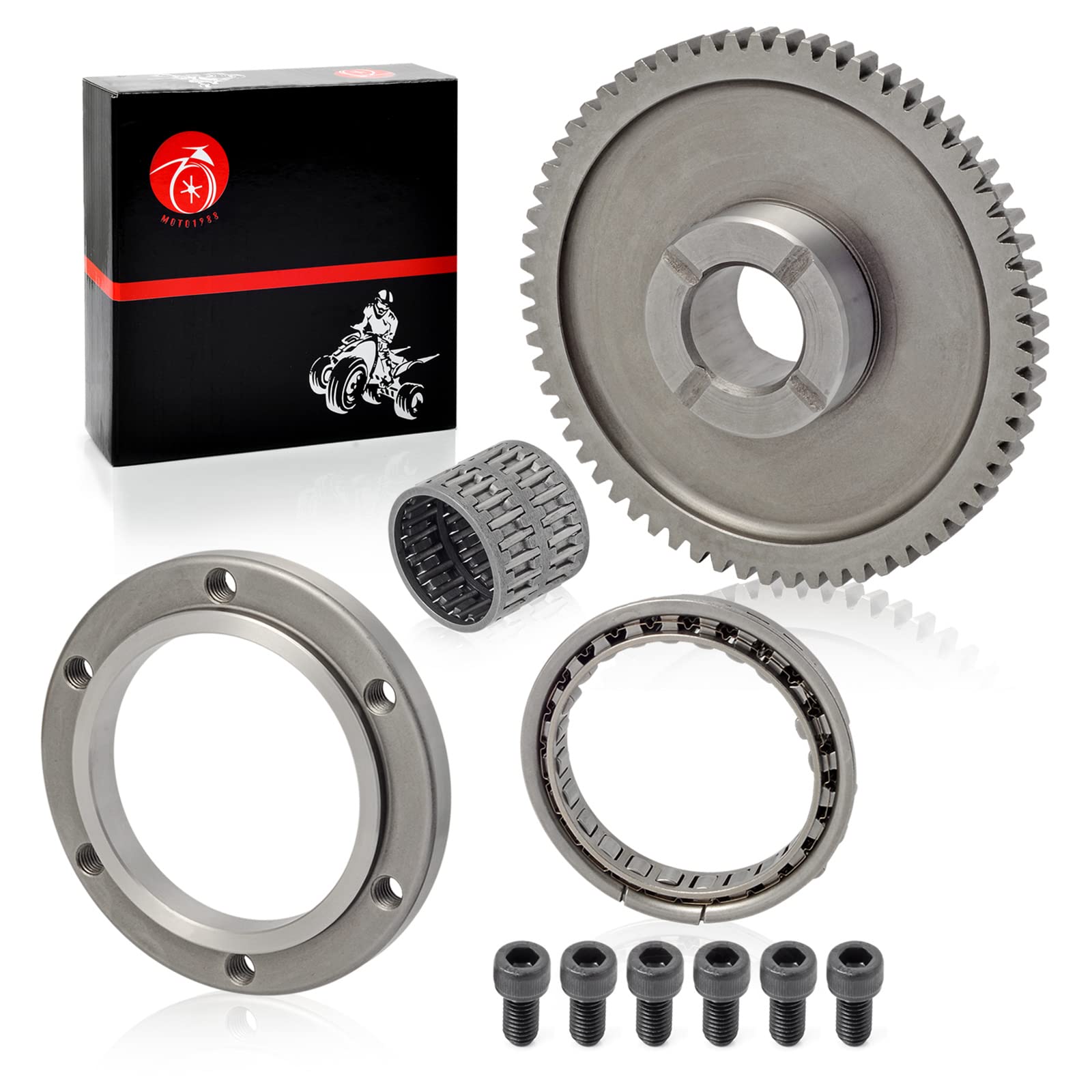 Starter Clutch One Way Bearing Gear Idler Kit For Yamaha Raptor Warrior 350 Big Bear 350 400 Kodiak 400 Moto 4 Yfm350Er Wolverine 350 1Uy-15590-01 1Uy-15517-01