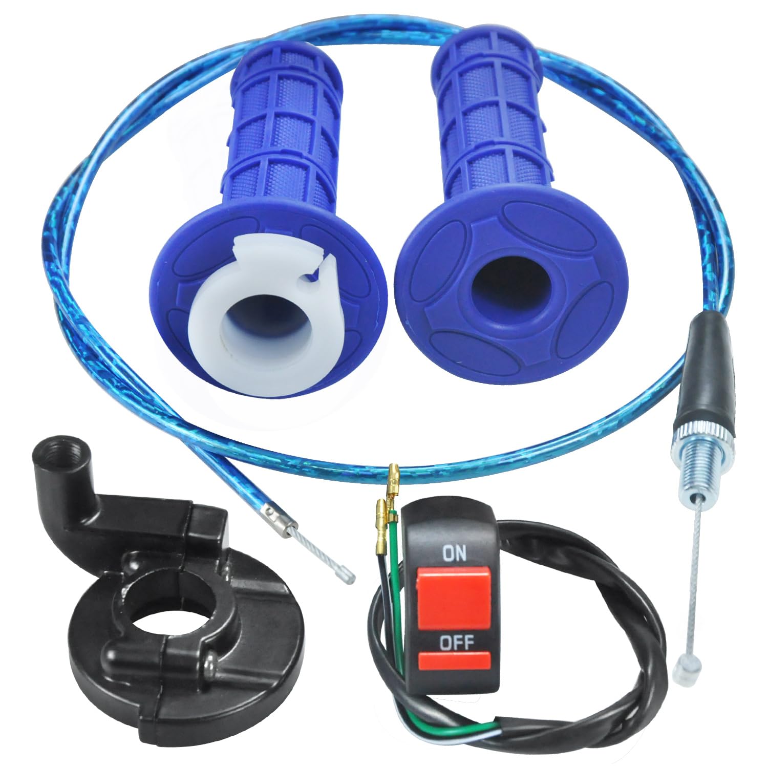 Holato 22Mm 7/8 Throttle Handle Grips Cable Clamp On Off Switch For Coleman Ct100U Ct200U Baja Doodlebug Db30 Mb165 Mb200 50Cc 90Cc 110Cc 125Cc Ssr Coolster Apollo Crf50 Pit Dirt Bike (Blue)