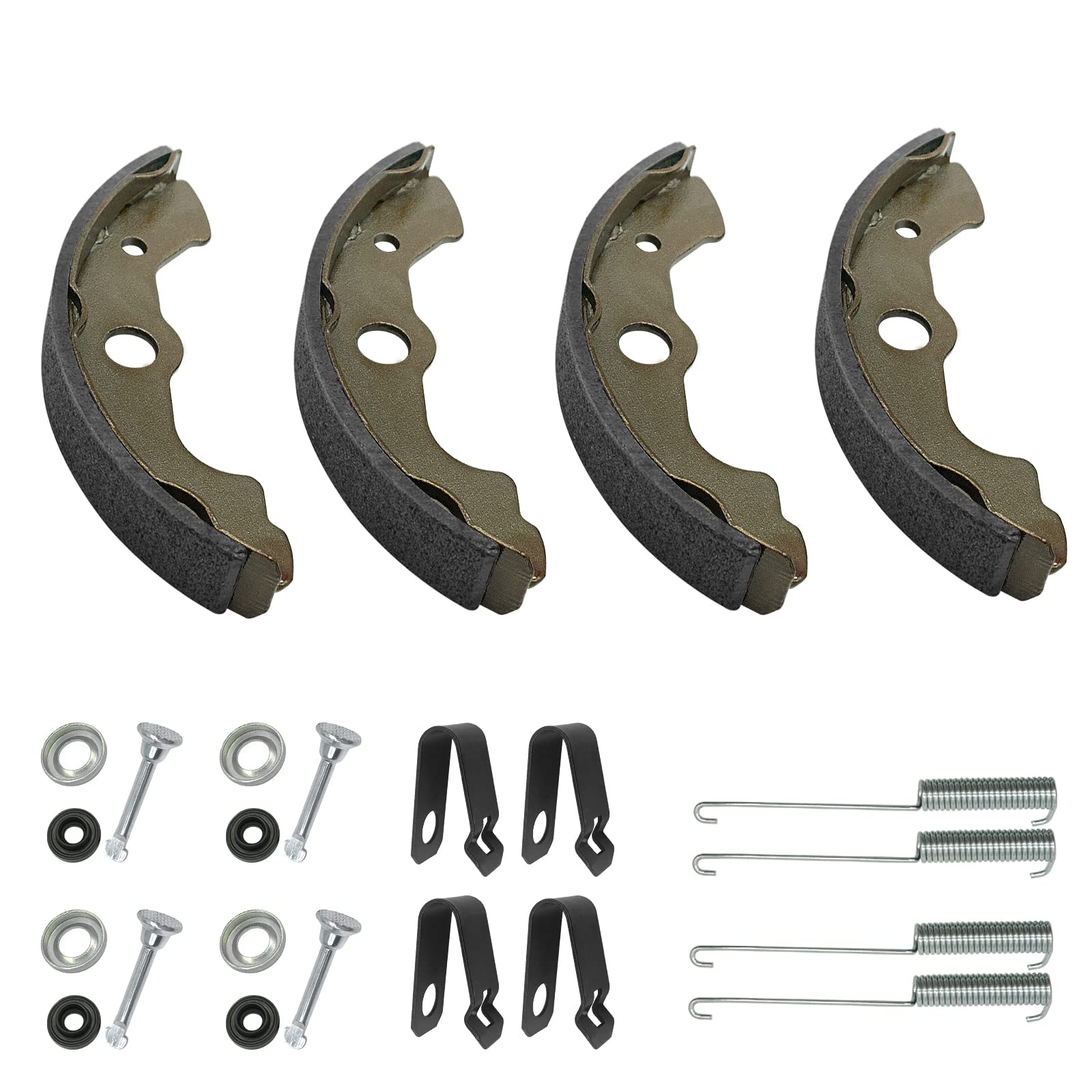 Javik Front Brake Shoes Springs Pins Kit For Honda Trx300Fw 4X4, Trx350, Trx400, Trx450, Trx500, Trx650 Atvs (1988-2005) - Organic (Non-Asbestos) Material - 24 Items