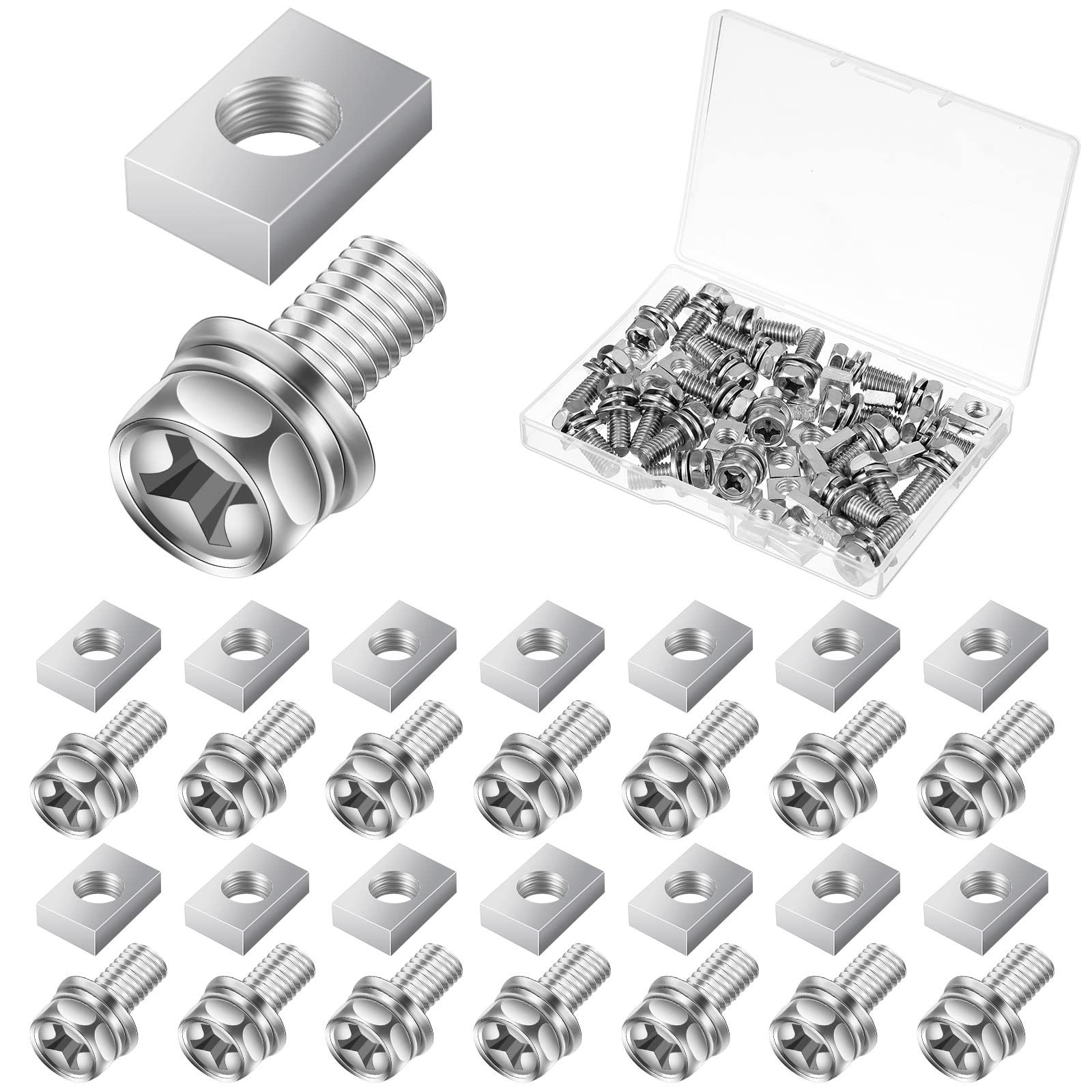 48 Pack Motorcycle Battery Terminal Bolt Square Nut Kit M6 X 16Mm Motorcycle Battery Bolts Battery Terminal Nuts Stainless Steel Battery Screw And Nut For Motorcycle Atv Bike Scooter Part Accessories