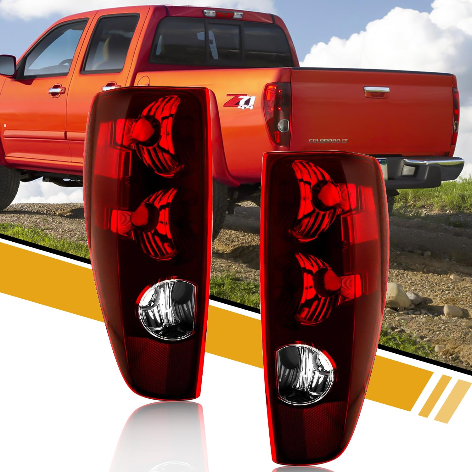 Cleryye Tail Light Assembly In Pair Compatible With Chevrolet Colorado & Gmc Canyon 2004-2012, Oe-Style Halogen Brake Rear Lamp Replacement, W/Lens & Housing Only, Left And Right Side