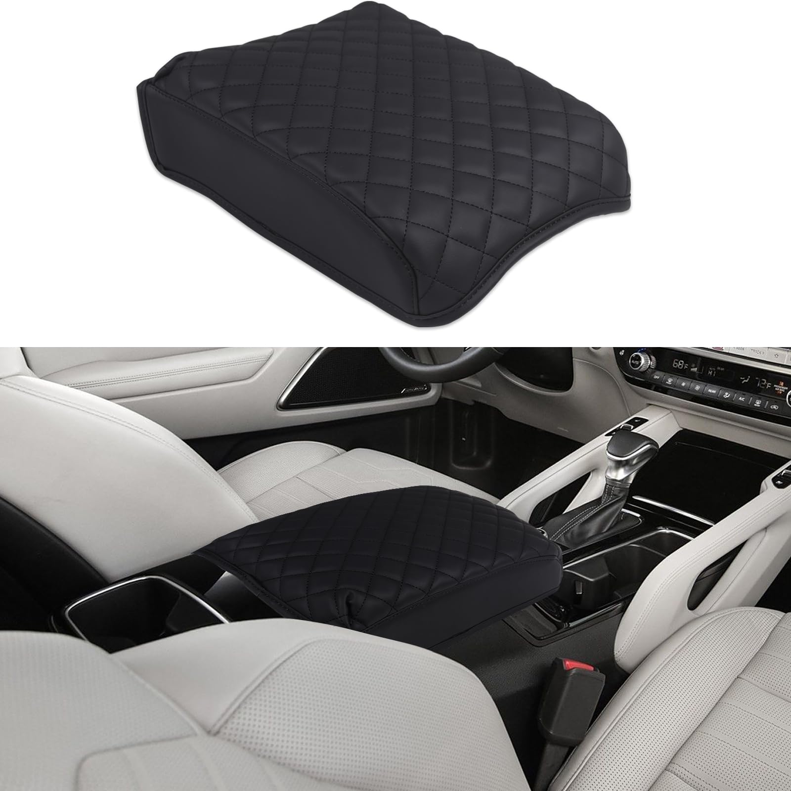 Aunginsy Car Leather Center Console Protector Cover Compatible With Kia Telluride 2020-2025 Center Console Armrest Seat Box Cover Cushion Lid Protector Pad Waterproof Anti-Scratch Interior Accessories