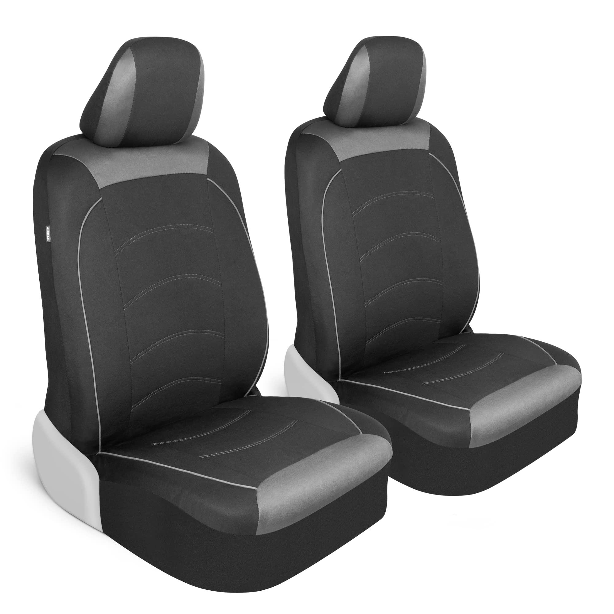 Motor Trend Black Cloth Car Seat Covers For Front Seats - Premium Automotive Bucket Seat Covers, Made For Vehicles With Removable Headrests, Interior Covers For Truck Van Suv, Black Stitched