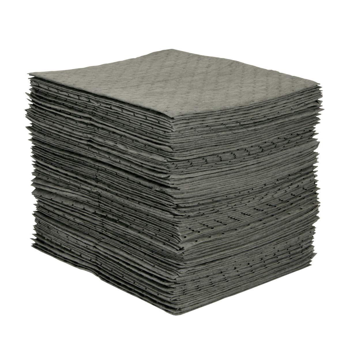Brady Spc Mro100 Premium Heavy Weight Multi-Purpose (Chemical/Oil/Water) Absorbent Pads With Strong, Low Linting Fine Fiber Cover, Gray, 15' W X 19' L. Perforated. 100 Pads Per Case