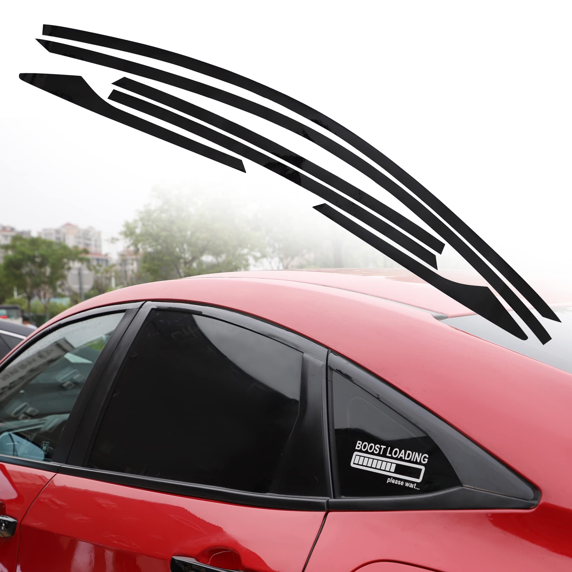 Tomall Car Window Edge Vinyl Stickers Compatible With Honda 10Th Civic 2016 2017 2018 2019 2020 2021 Auto Window Cover Strip Trim Accessories (Glossy Black)