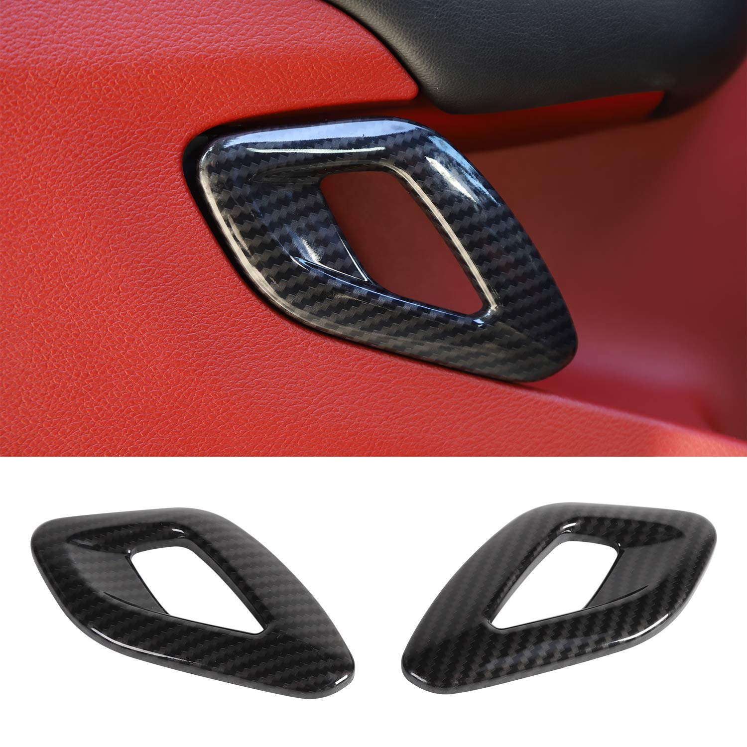 For Challenger Inner Door Handle Cover Trim Accessories For Dodge Challenger 2015-2023 (Carbon Fiber Black Style,Abs,2Pcs/Set)
