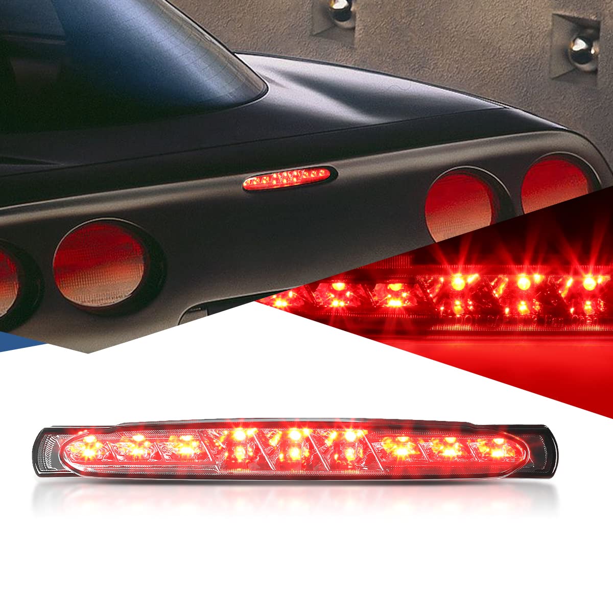 Auto Dynasty Rear Centre High Mount Smoked Housing Led 3Rd Tail Brake Light Compatible With Chevy Corvette C5 97-04