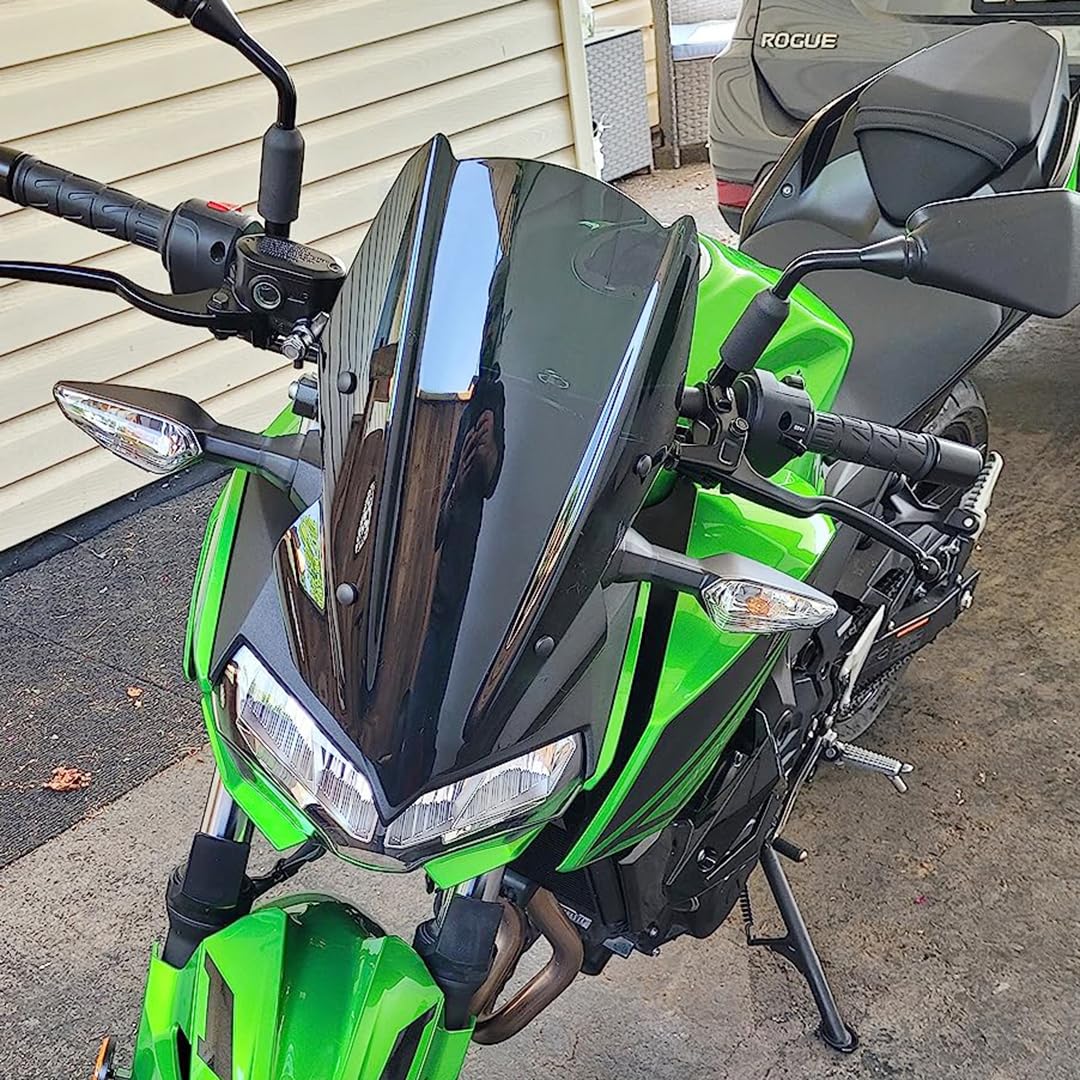 Lorababer Motorcycle Pc Windshield Windscreen Visor Viser Wind Deflector Screen Protector Airflow Compatible With K-Awasaki Z400 Z250 2019 2020 2021 2022 2023 Wind Screen Z-400 Z-250 (Smoke)