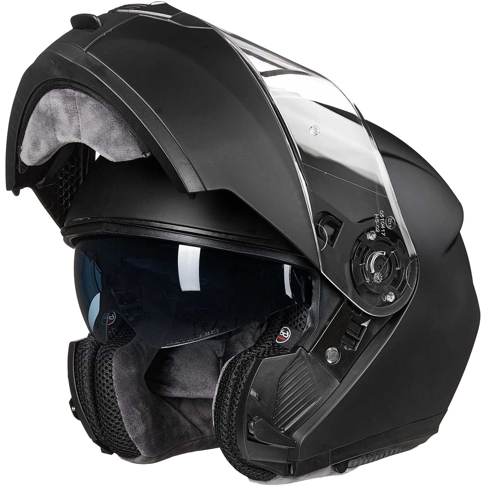 Ilm Adult Motorcycle Modular Full Face Helmet Flip Up Dual Visor Dot Approved Model 159(Matte Black,Large)