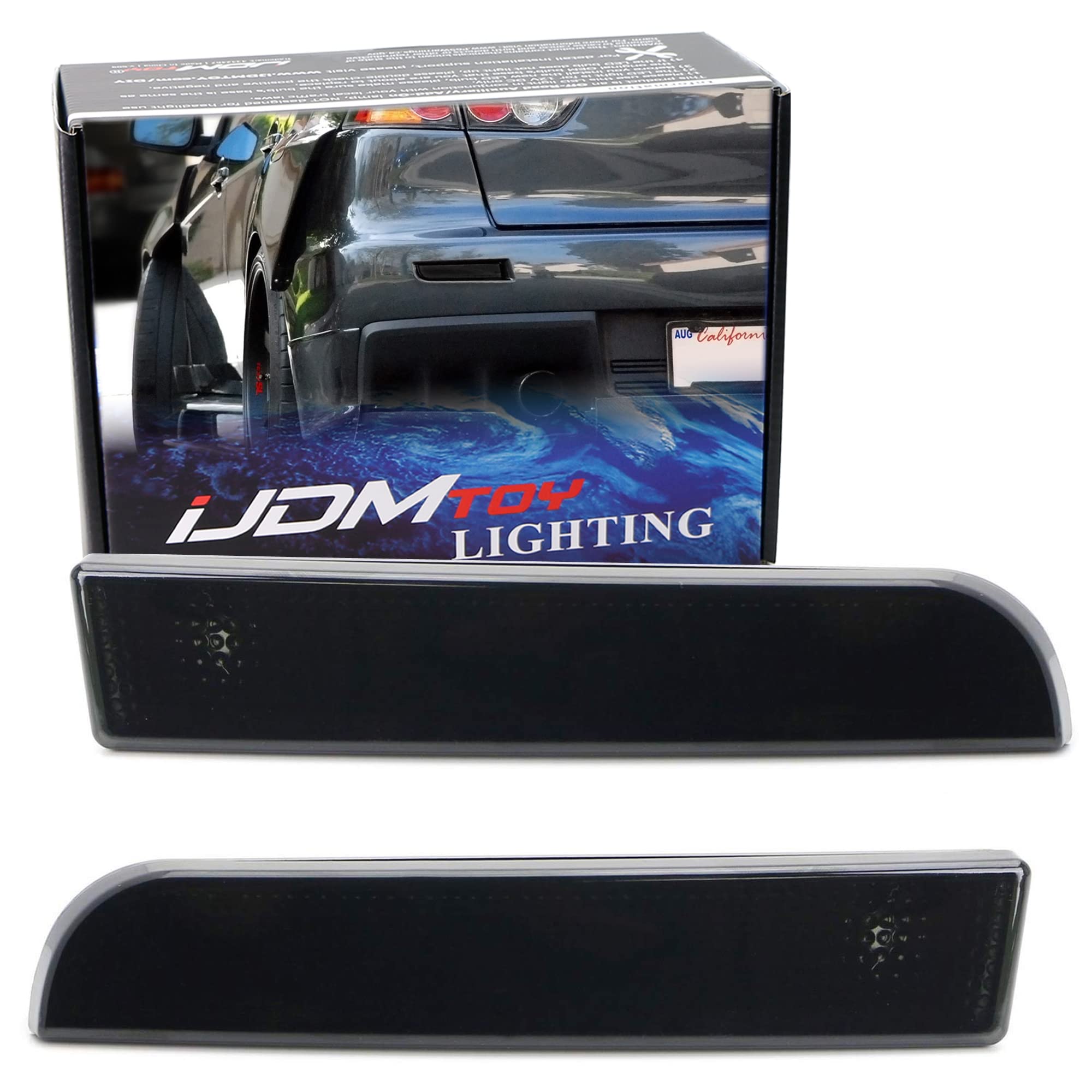 Ijdmtoy Smoked Lens Rear Bumper Reflector Lenses Compatible With 2008-2016 Mitsubishi Lancer, Evolution Evo 10 X, Oe-Spec Lh Rh Assembly