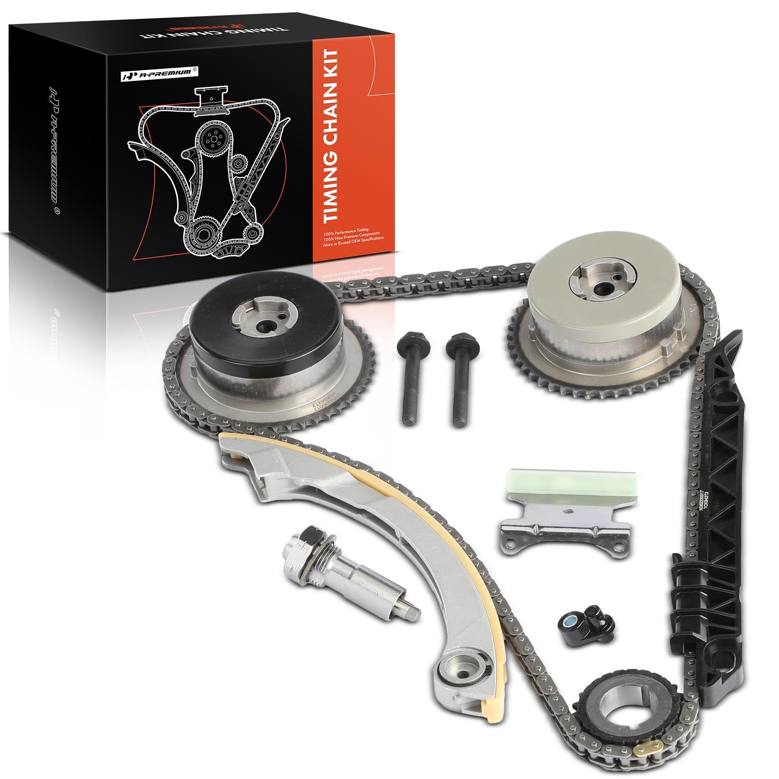 A-Premium Engine Timing Chain Kit W/Damper & Guide & Vvt Sprocket [Fit Dohc, 4Cyl 2.2 2.4L] Compatible With Chevy & Gmc & Pontiac & Buick & Saab & Saturn, Fits Hhr, Equinox, Regal, 9-5, Sky & More