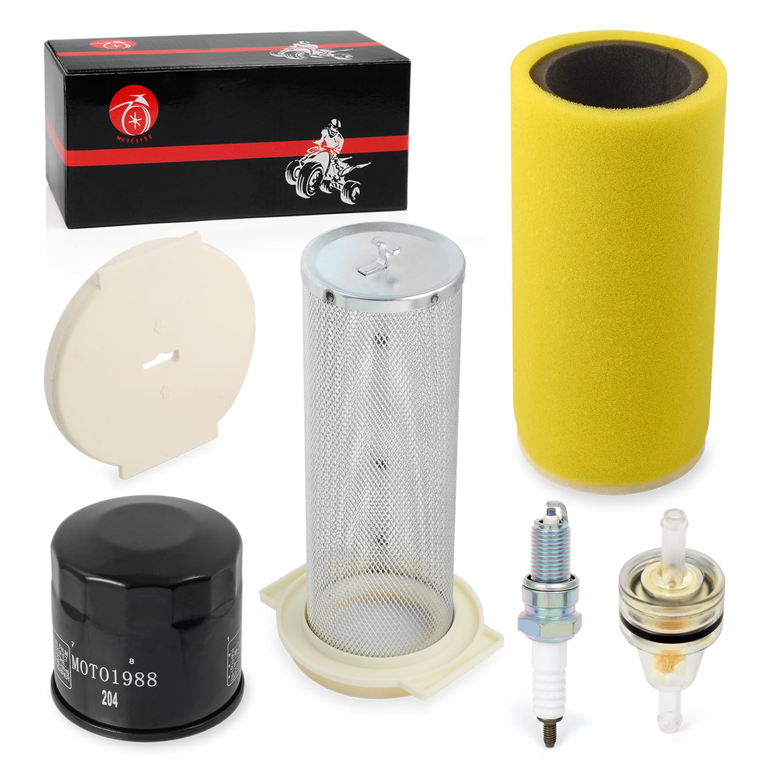 Air Filter Kit Guide & End Cap Fuel Oil Filter Spark Plug For Yamaha Kodiak 400 Yfm400 2Wd 4Wd 2000 2001 2002