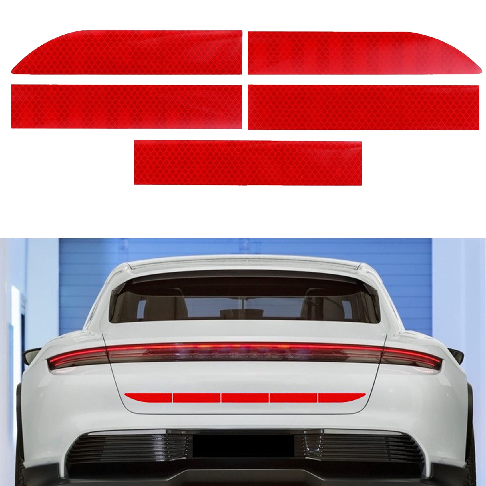Strong Reflective Stripe Stickers, Waterproof Self Adhesive Stickers, Car Bumper Reflective Stickers, Waterproof Self Adhesive Stickers, Safety Warning Reflective Stickers Fit For Car Suvs Trucks (Red)