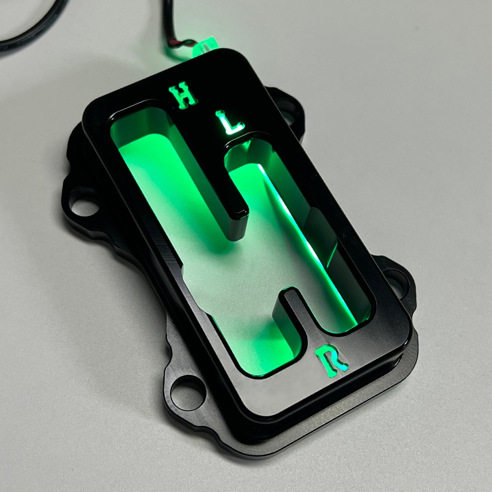 Motoparty Shifter Gate For Kawasaki Krx 1000/Krx 1000 4, Black Anodized Shift Gate With Green Led Backlighting Illuminated, Upgrade Heavy Duty Aluminum