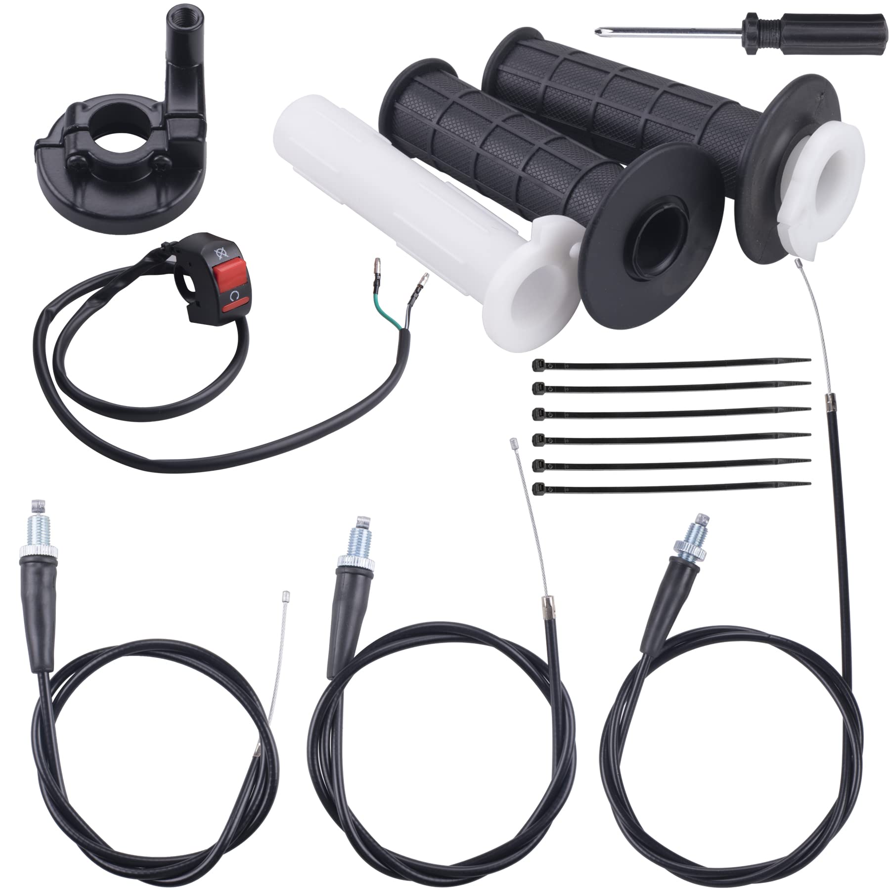 Jingke 7/8' 22Mm Twist Throttle Accelerator Handle Grips And Cable Set For 50Cc 110Cc 150Cc 250Cc Mini Bike Atv Quad Pit Bike Dirtbike With Kill On Off Switch