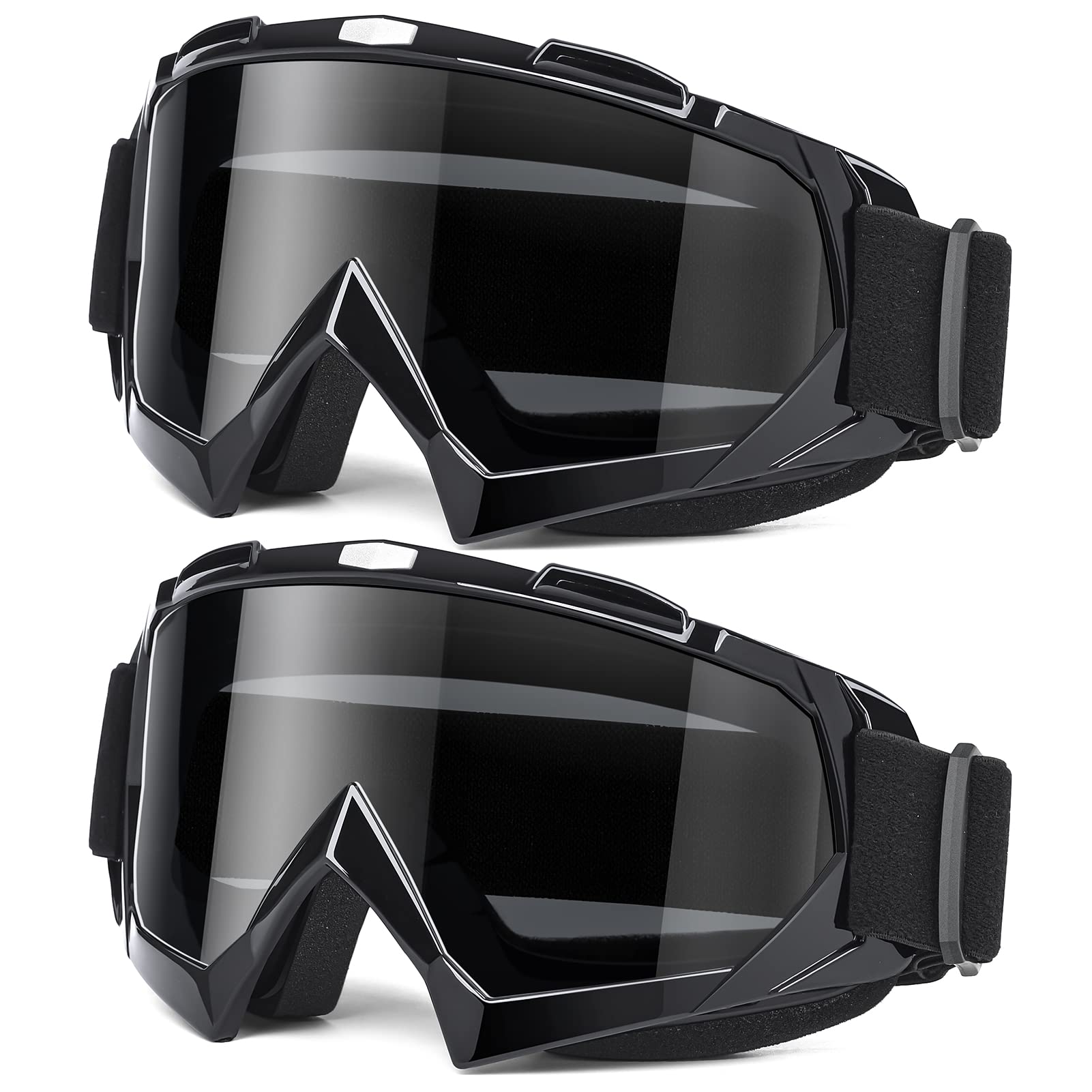 Mambaout Adult Dirt Bike Goggles, 2-Pack Atv Motorcycle Goggles For Men & Women, Wide Vision Riding Off-Road Goggles