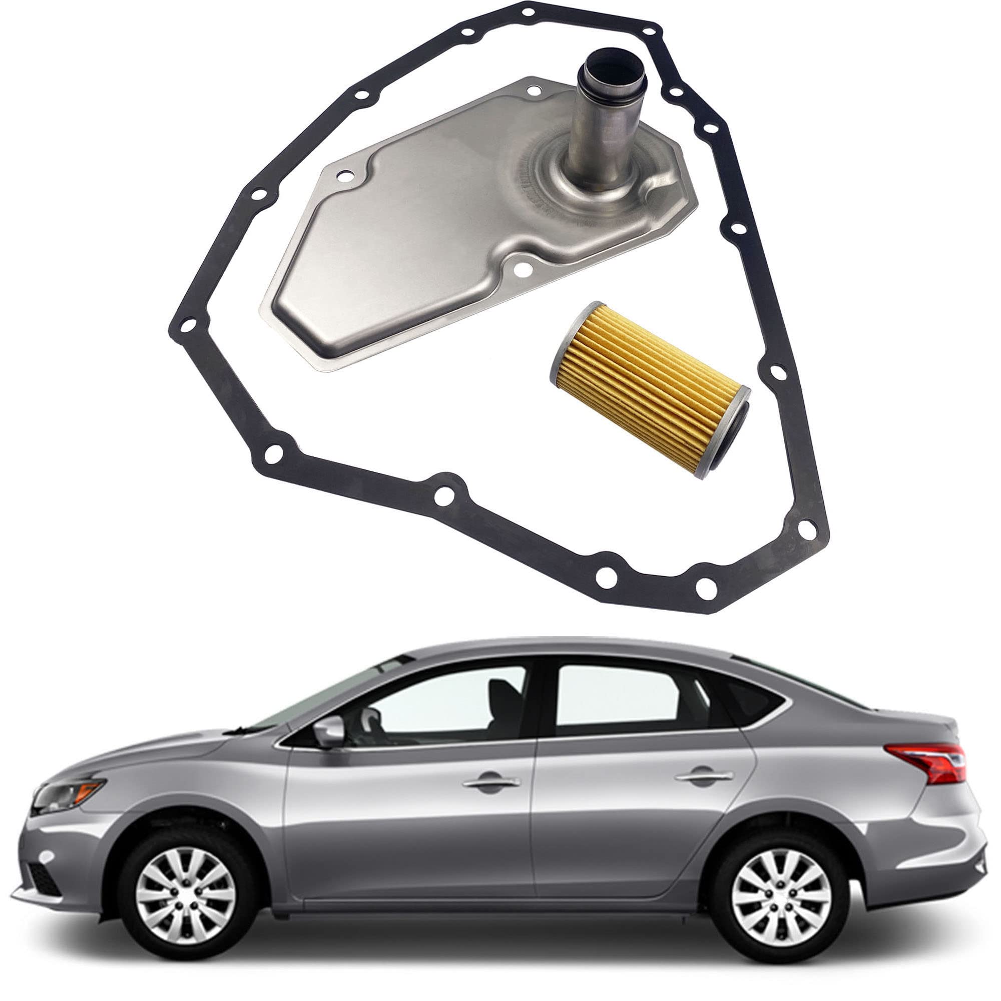 Yzusgomumu 33010-Jf015 Car 15 Hole 3Pcs Transmission Oil Filters & Pan Gasket Set Compatible With 2012-2019 Nissan Sentra Versa Note Maxima Swift Replaces 31726-28X0A 31726-3Jx0A Re0F11A 19318012