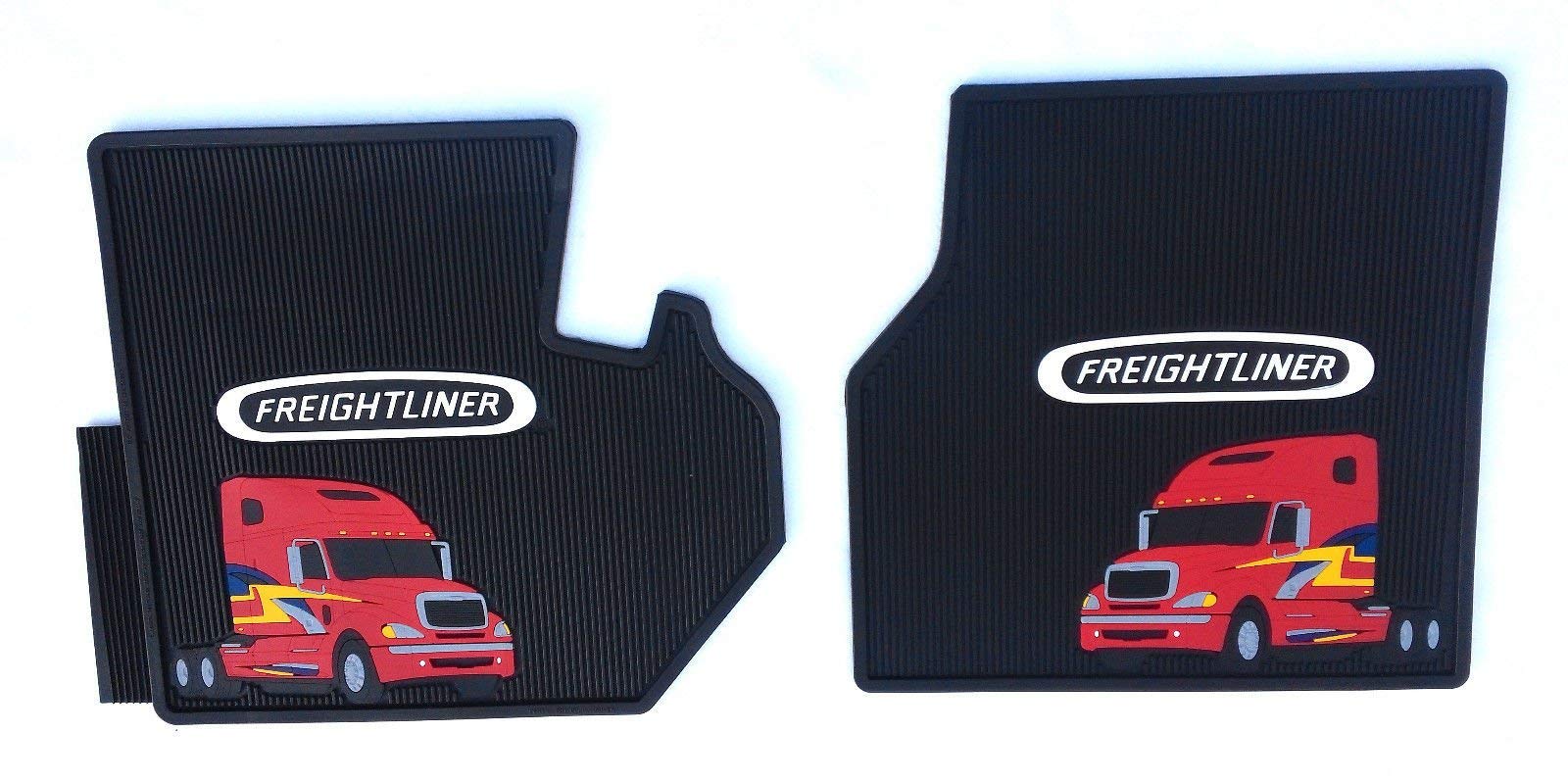 Freightliner Columbia Black All-Weather Rubber Floor Mats Oem With Truck Logo - Fits All Years